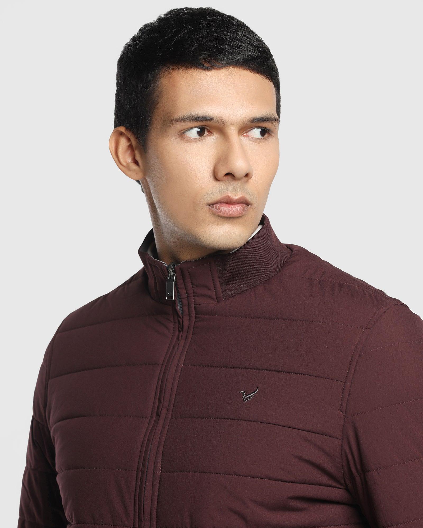 Reversible Wine Solid Zipper Jacket - Vietro - Image 4
