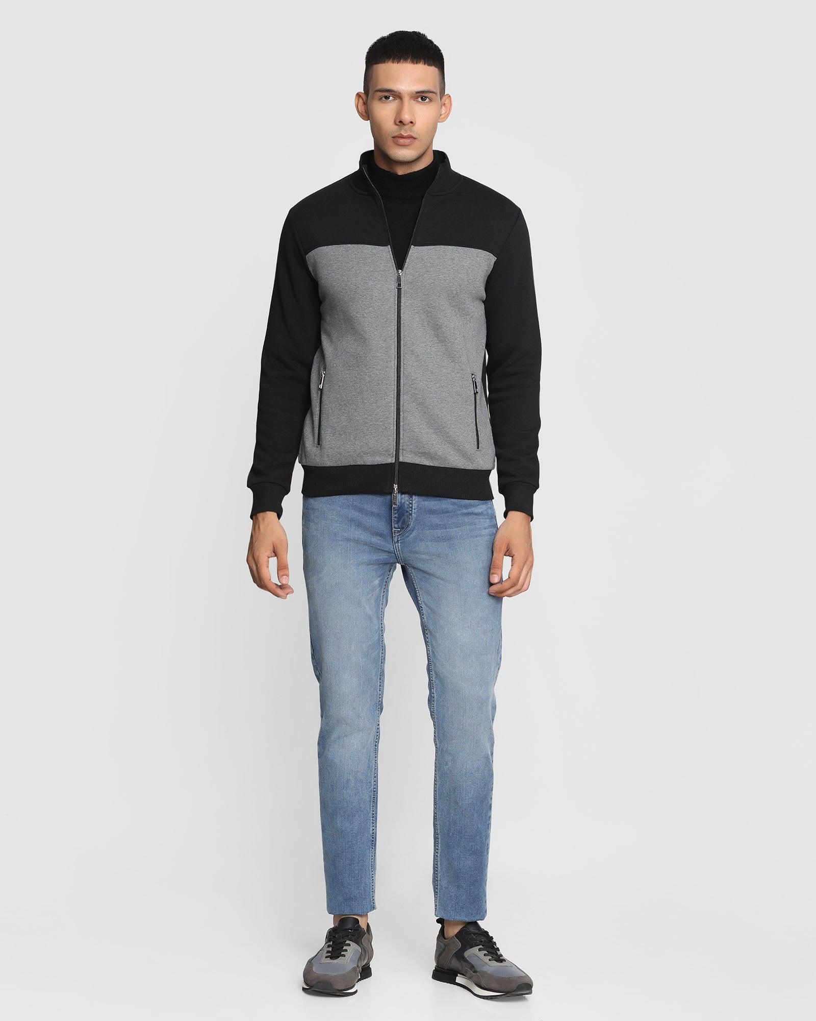 Stylized Collar Black Solid Sweatshirt - Drip - Image 3