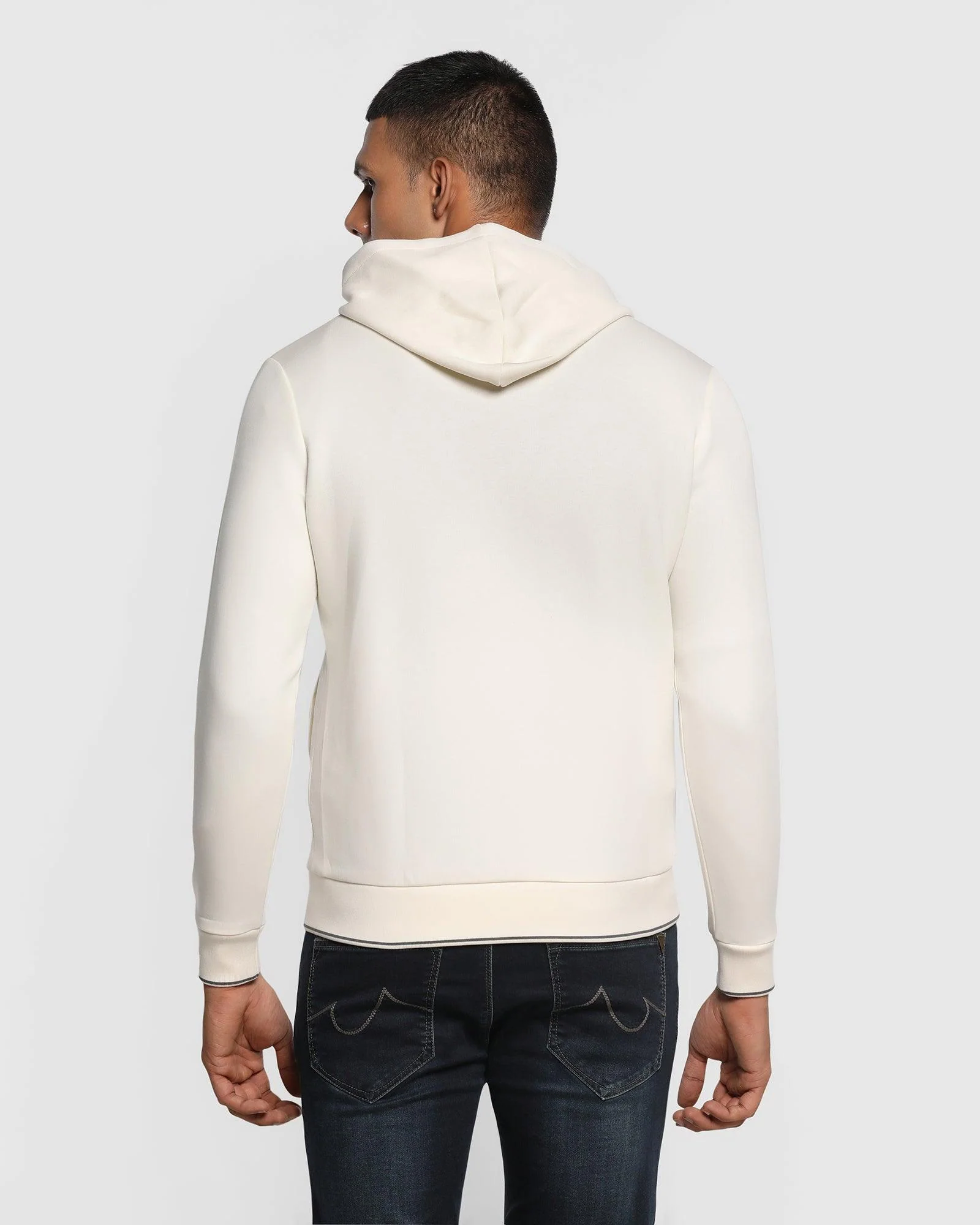 Hoodie Off White Solid Sweatshirt - Morgan - Image 2