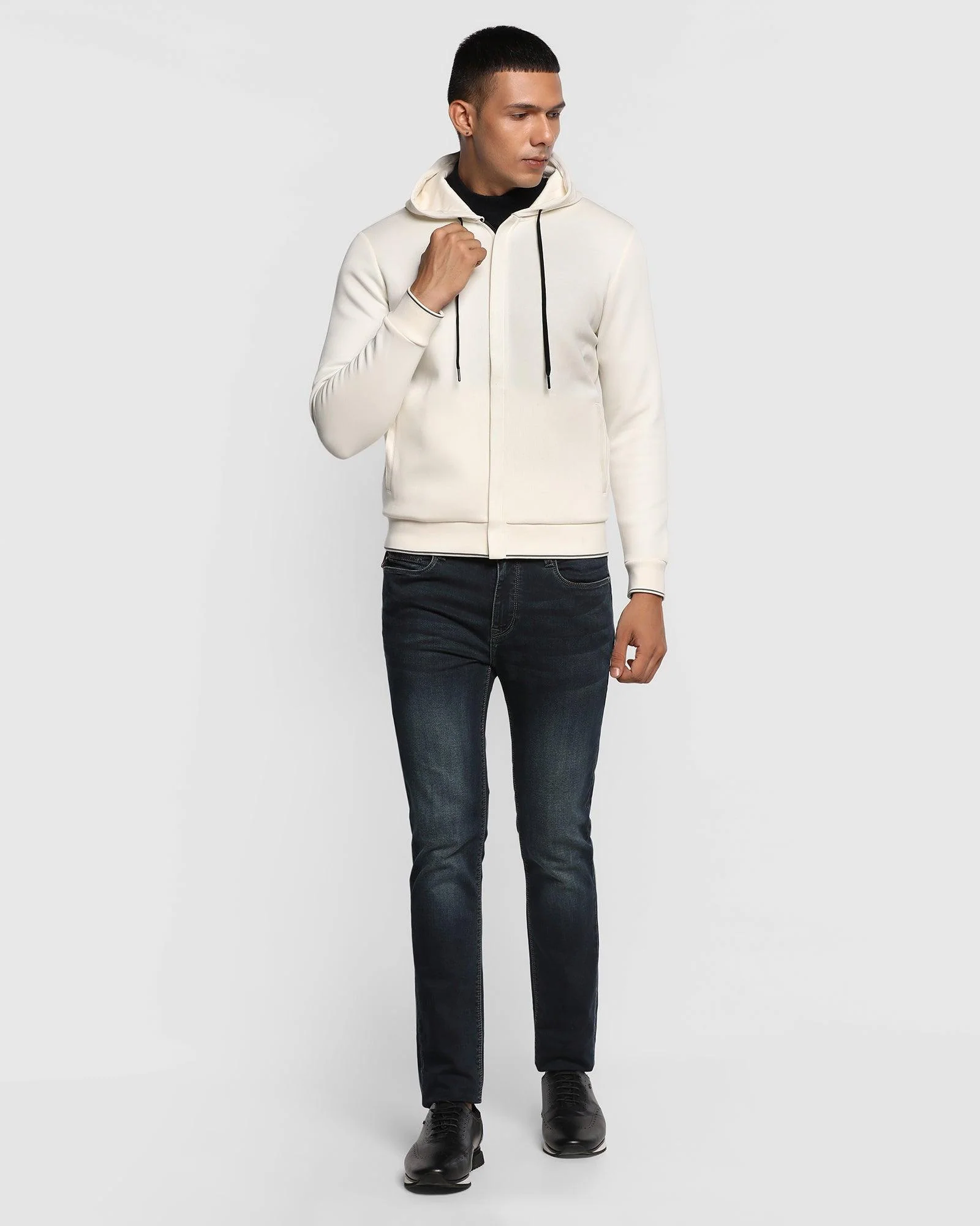 Hoodie Off White Solid Sweatshirt - Morgan - Image 3