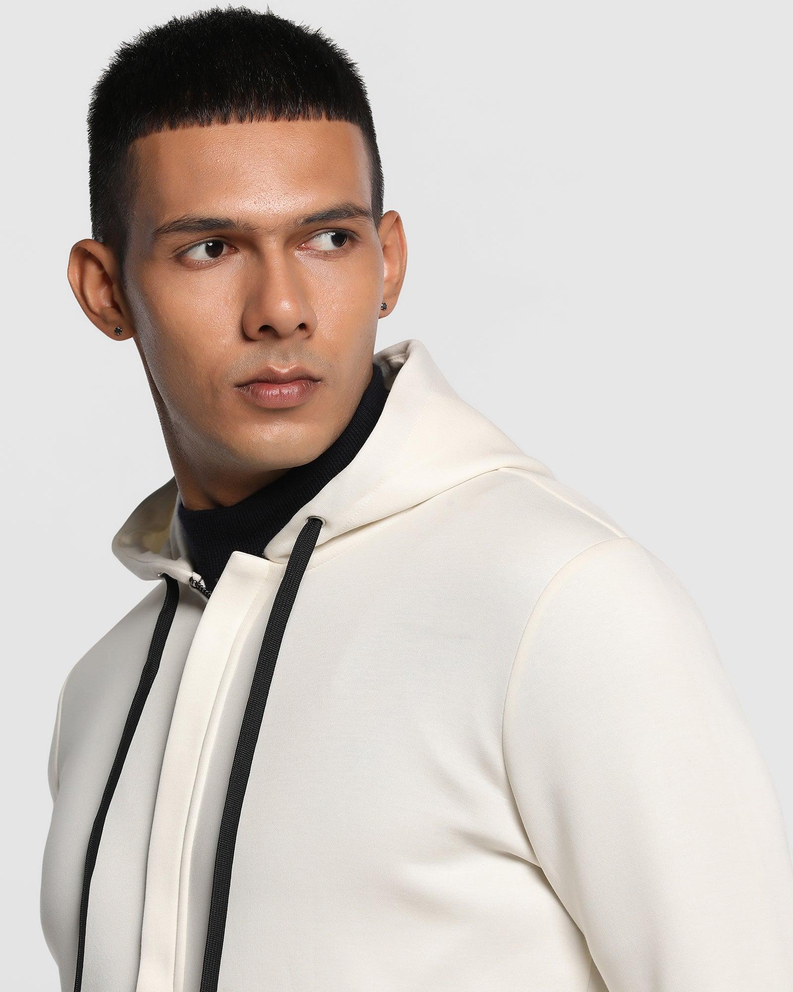 Hoodie Off White Solid Sweatshirt - Morgan - Image 4