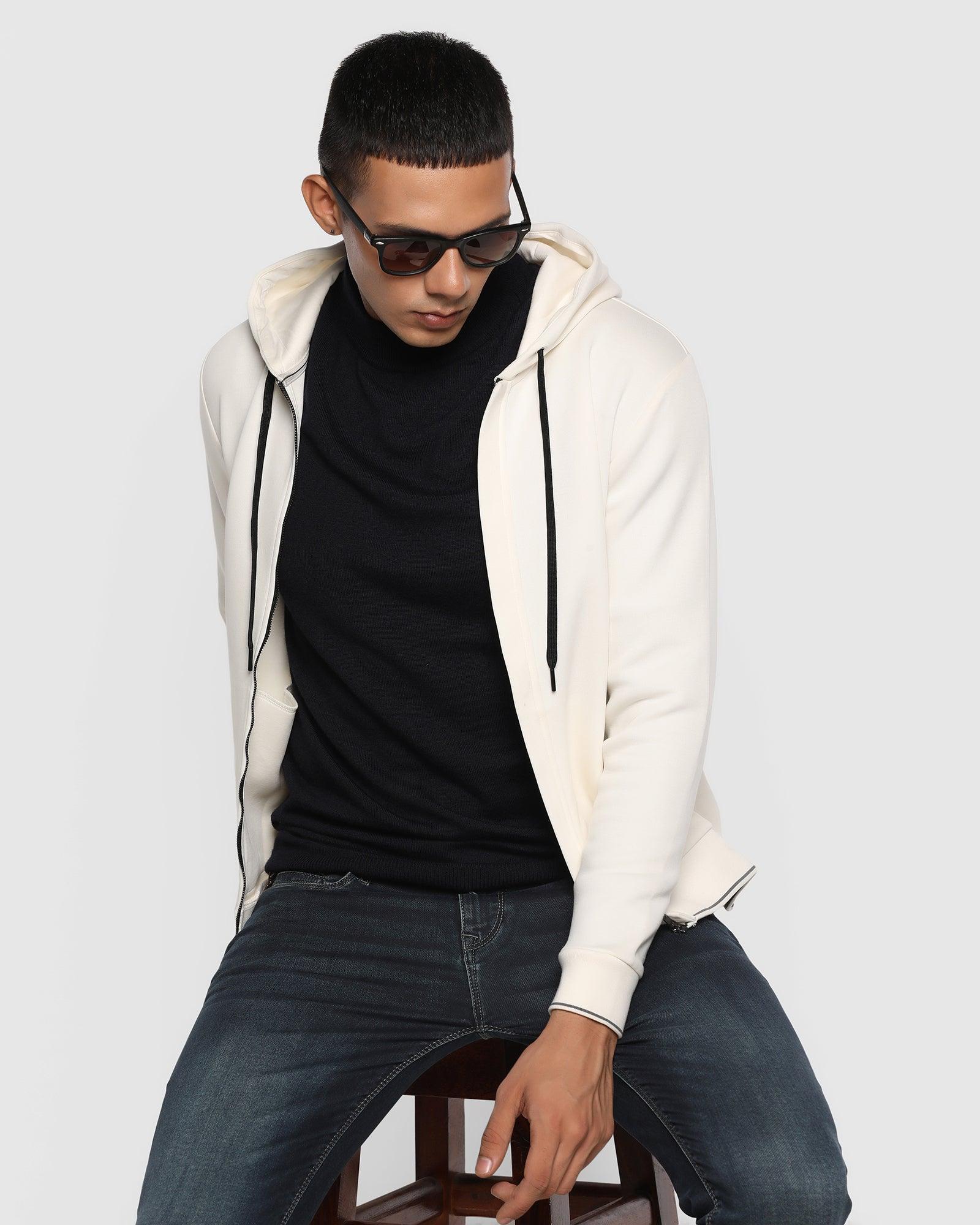 Hoodie Off White Solid Sweatshirt - Morgan - Image 6