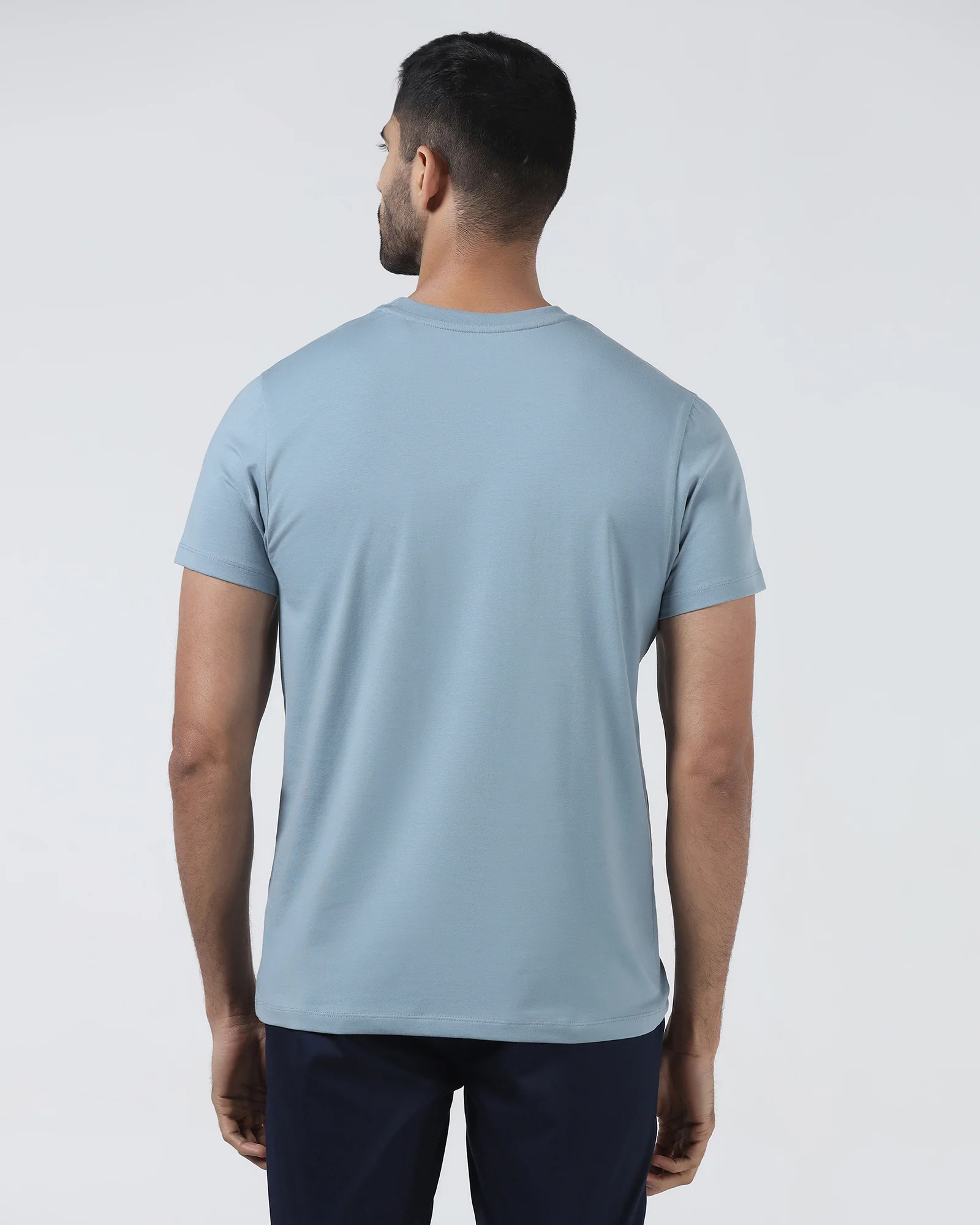 Steel Blue Crew Neck Printed T-Shirt - Petunia - Image 2