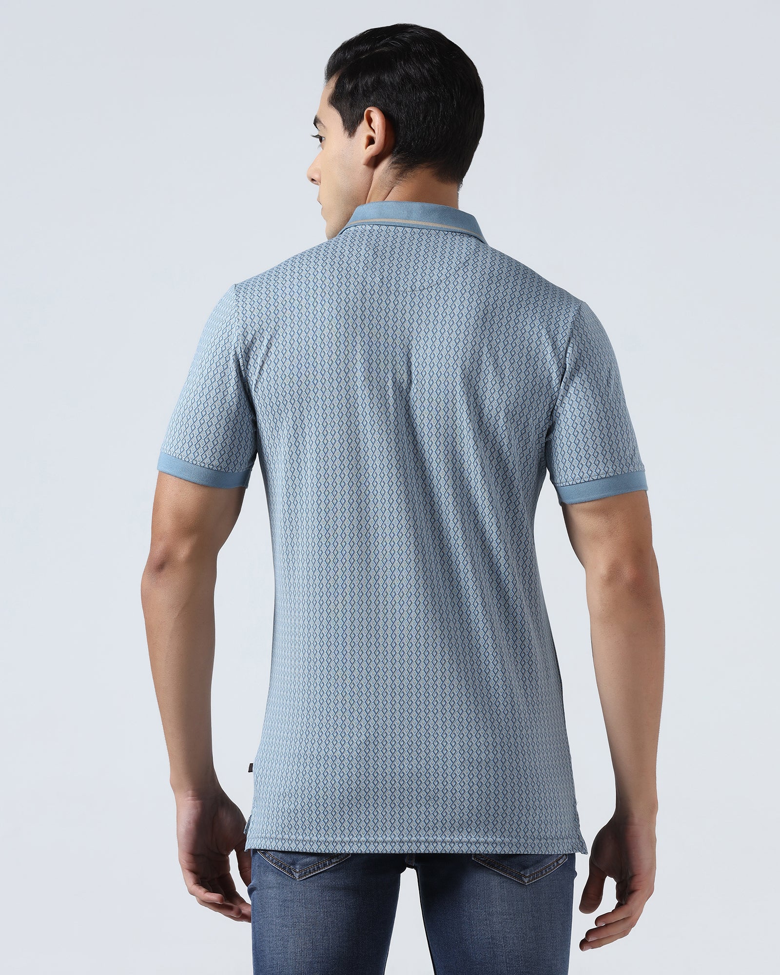 Steel Blue Printed Polo - Mini - Image 2