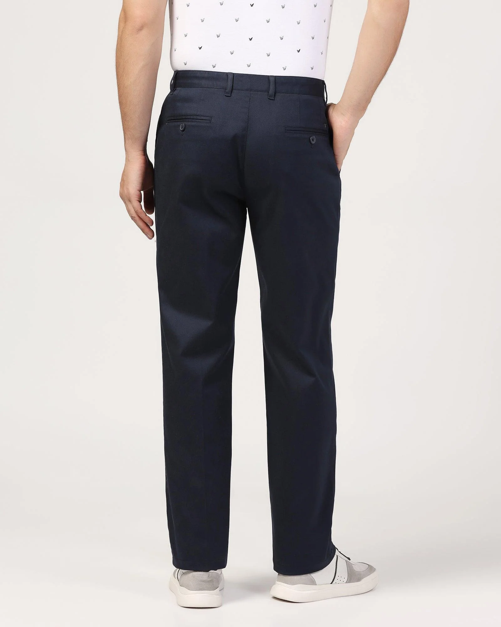 Straight B-90 Casual Navy Solid Khakis - Criston - Image 2