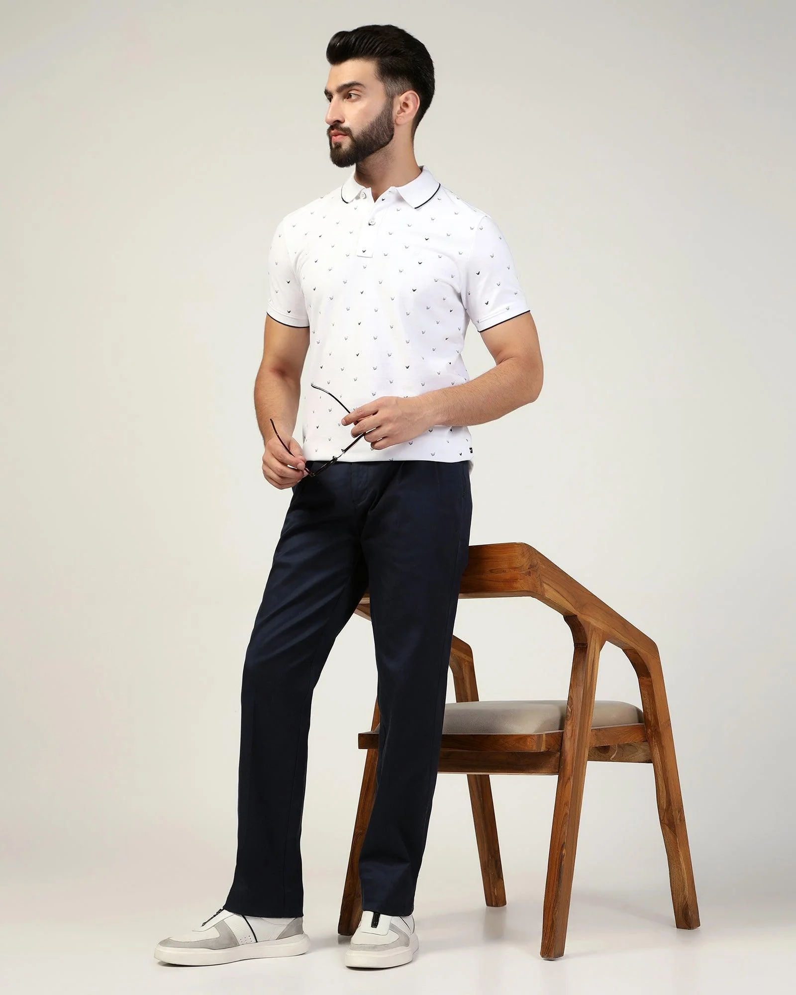 Straight B-90 Casual Navy Solid Khakis - Criston - Image 6
