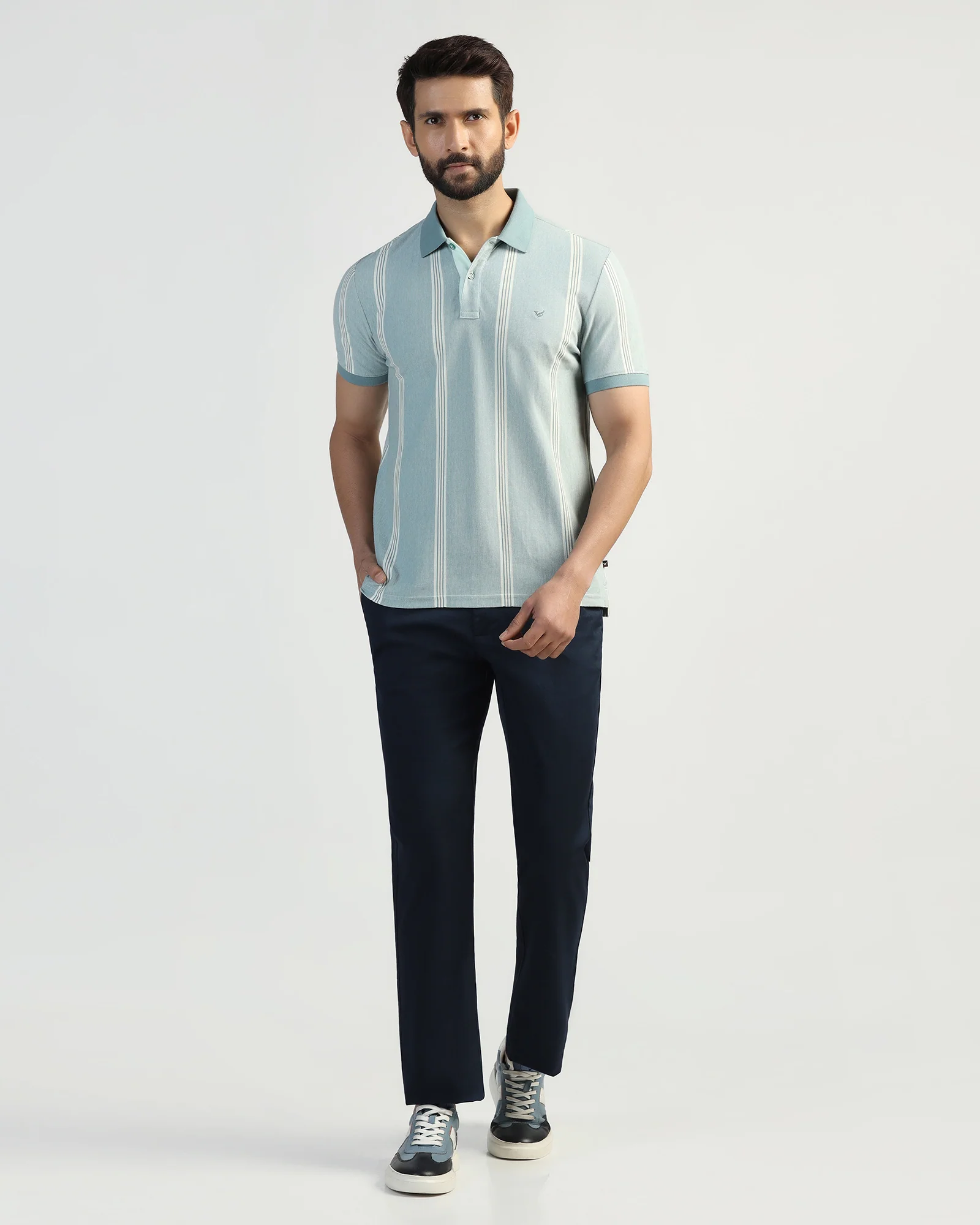 Straight B-90 Casual Navy Solid Khakis - Martin