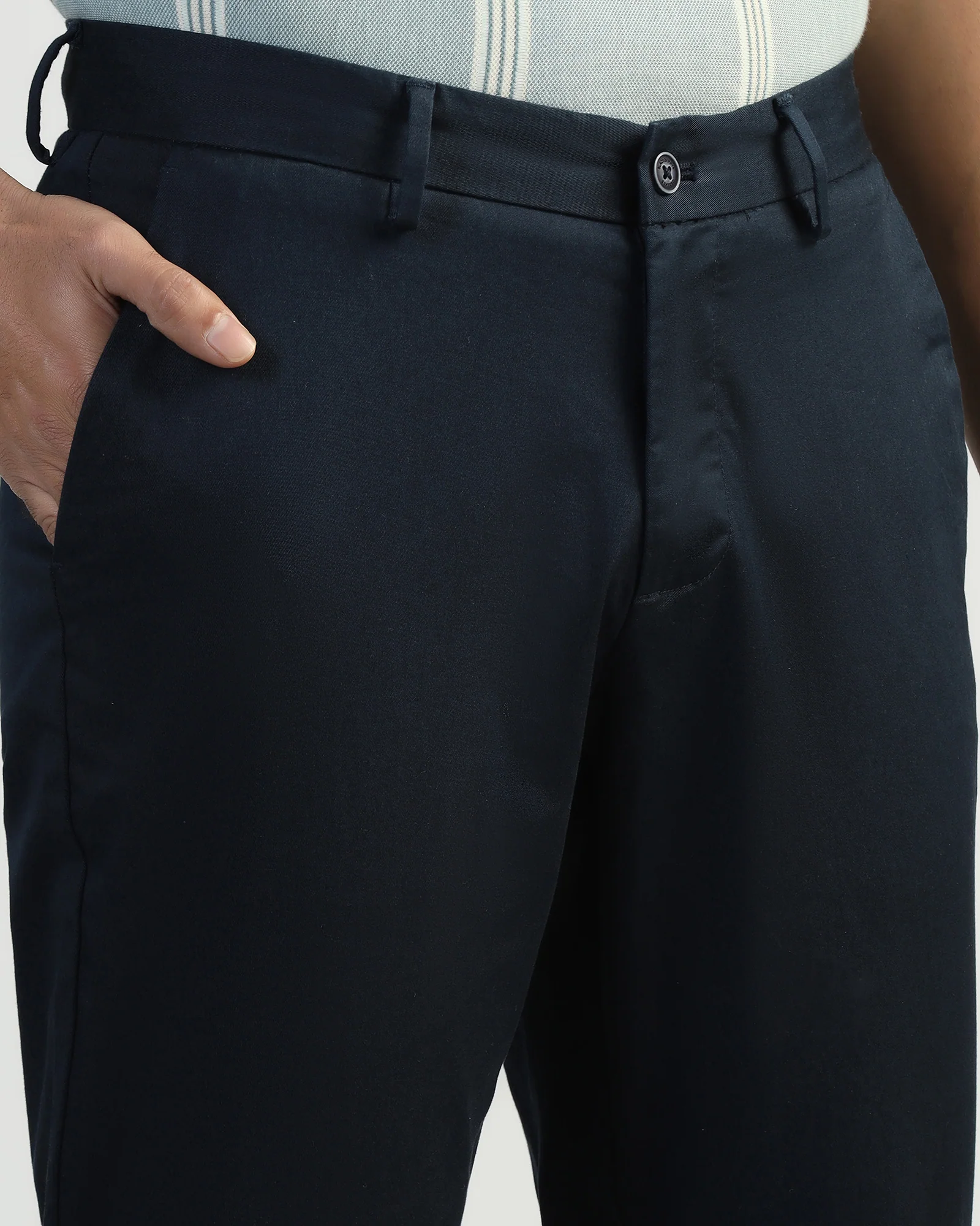 Straight B-90 Casual Navy Solid Khakis - Martin - Image 4