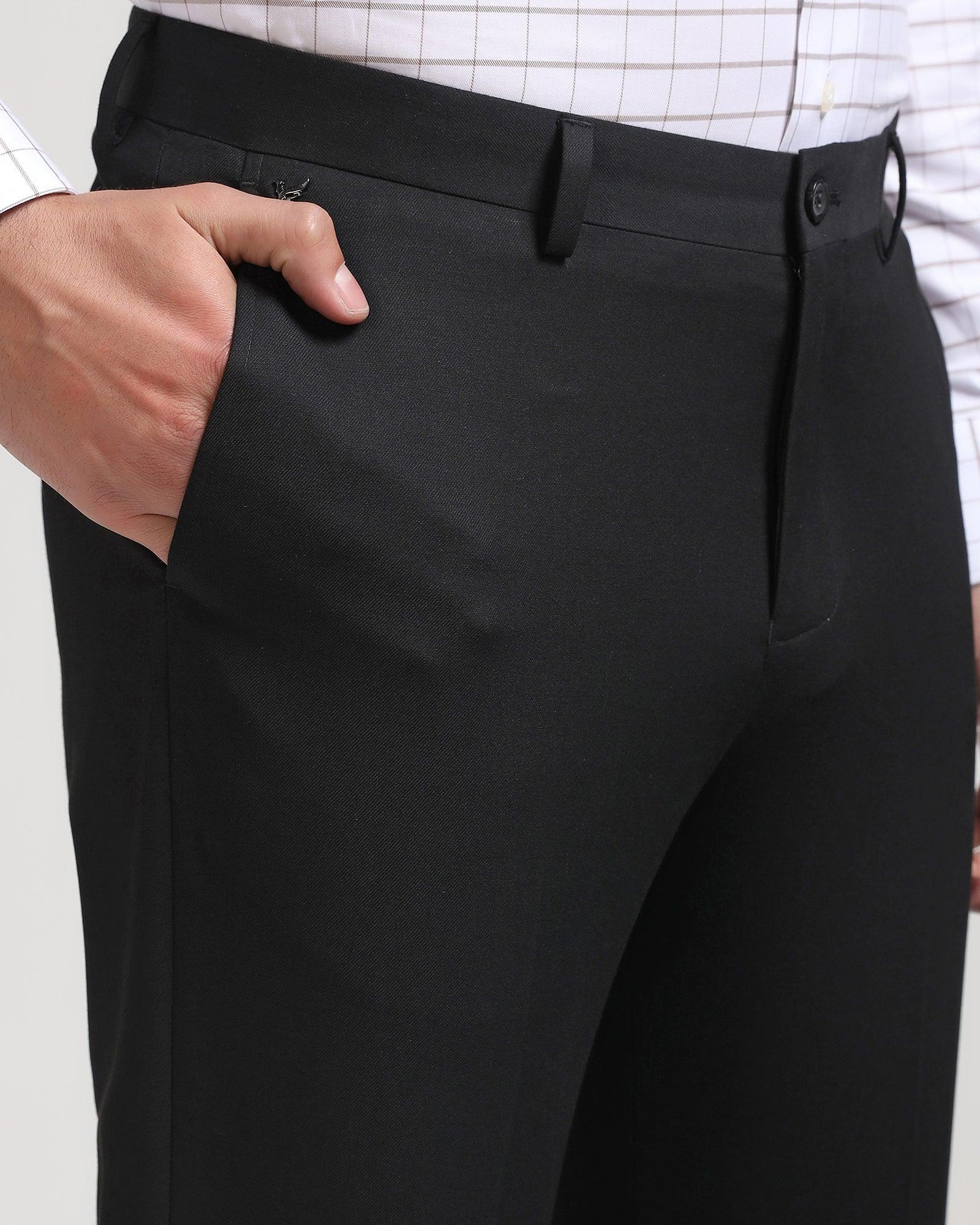 Straight B-90 Formal Black Solid Trouser - Himalayan - Image 4