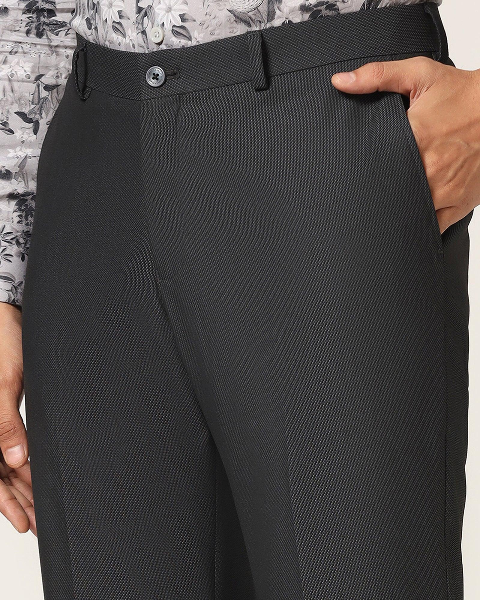 Straight B-90 Formal Black Textured Trouser - Luna - Image 4