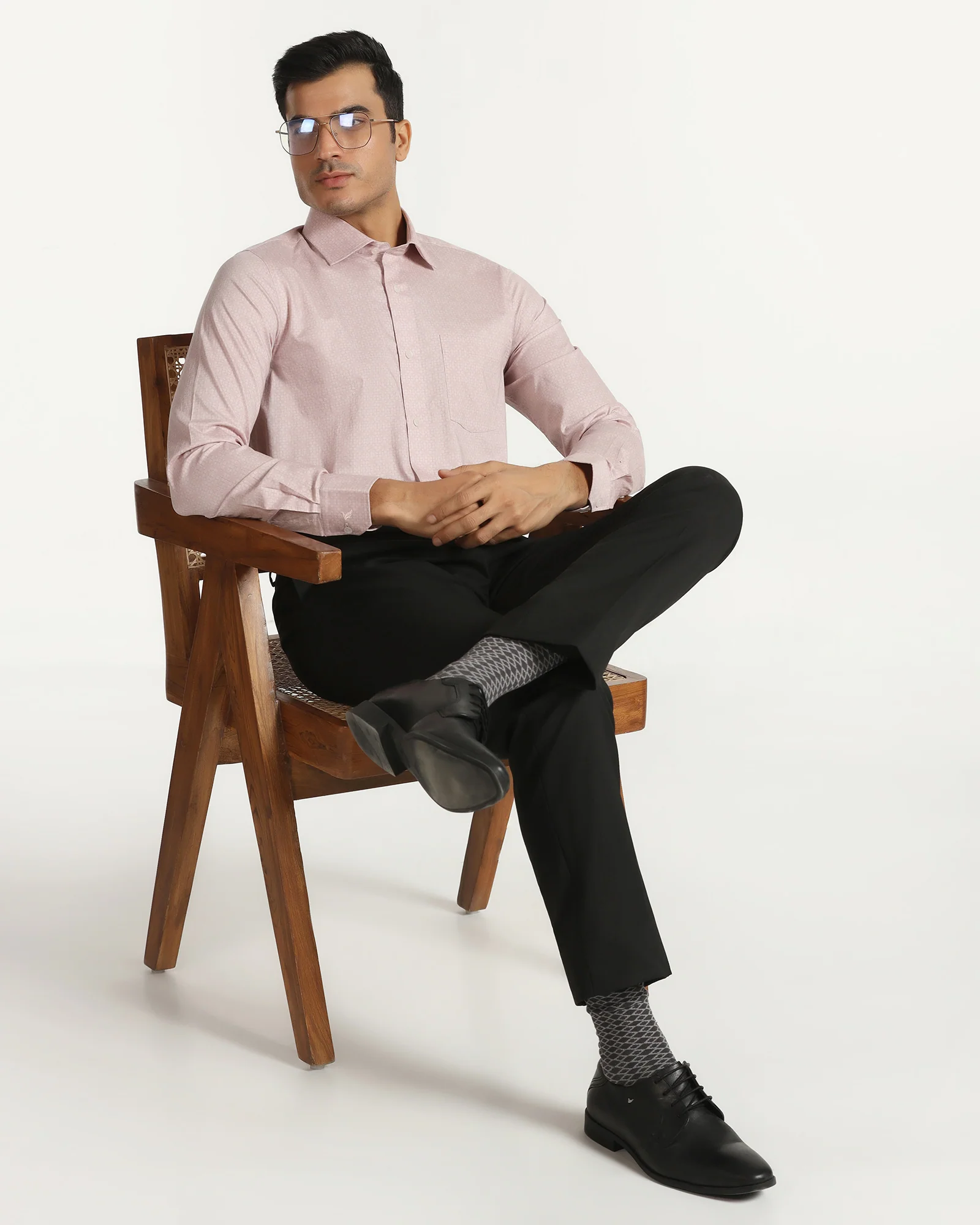 Straight B-90 Formal Black Solid Trouser - Musk - Image 7