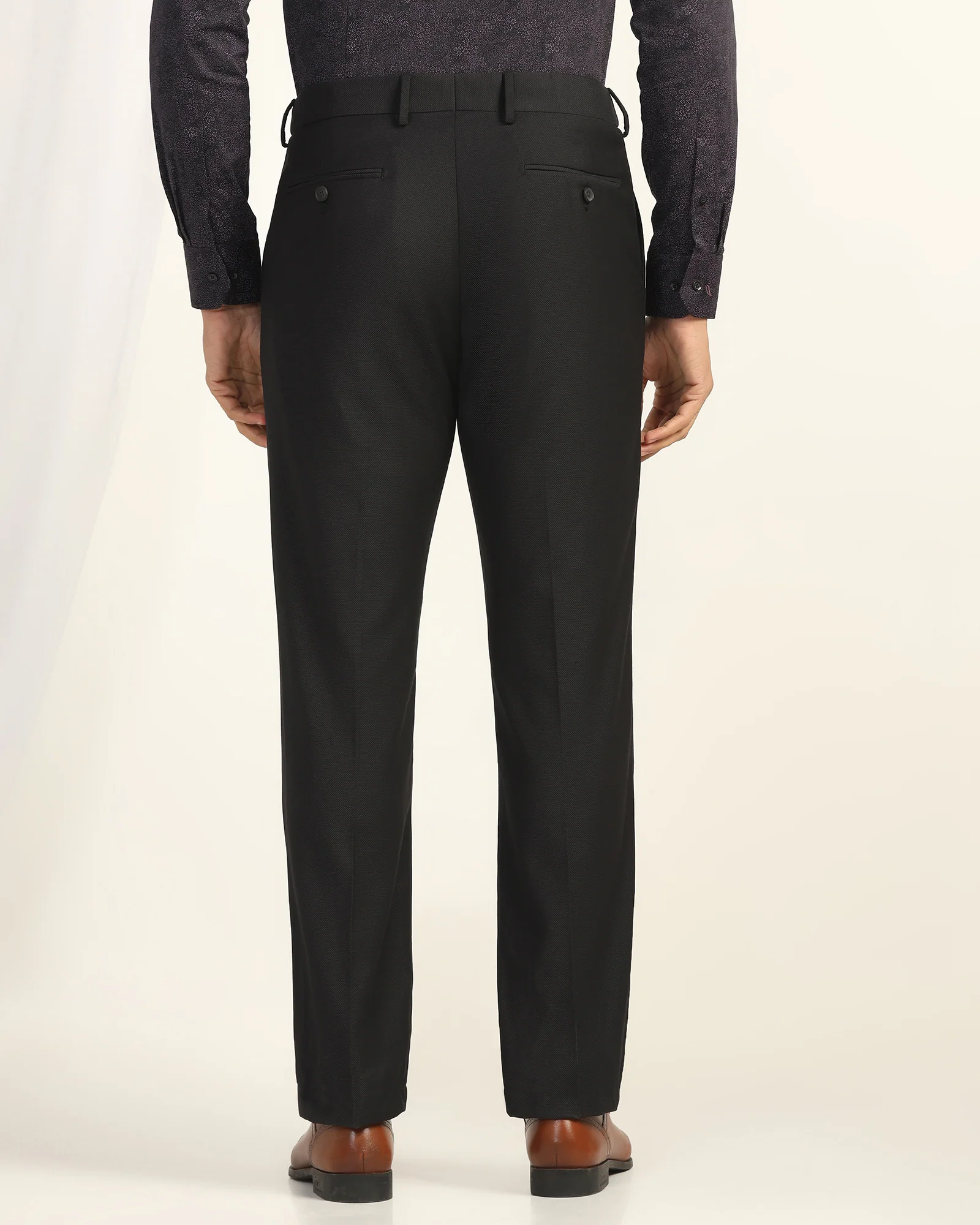 Straight B-90 Formal Black Textured Trouser - Otto - Image 2