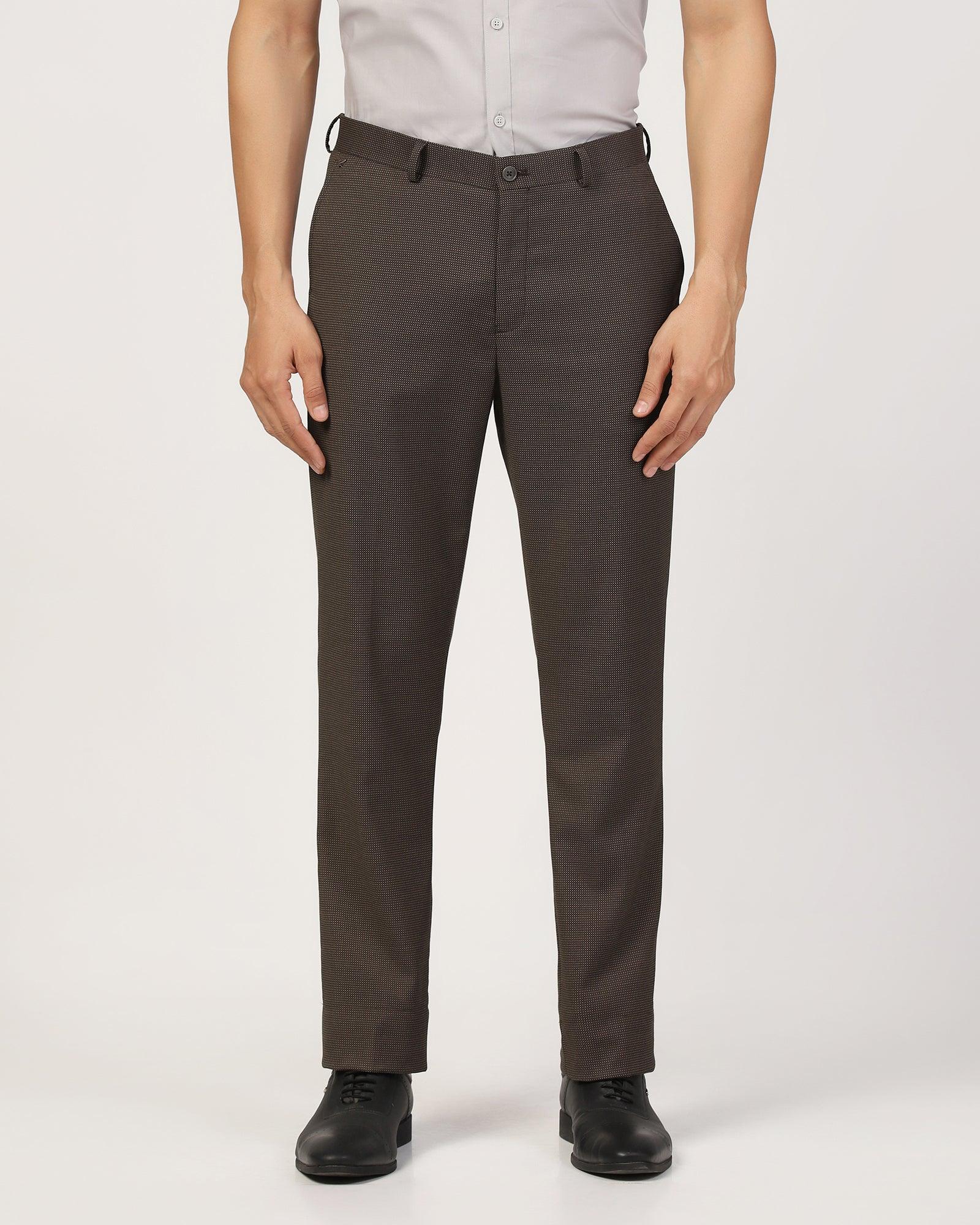 Straight B-90 Formal Brown Textured Trouser - Finess - Image 3