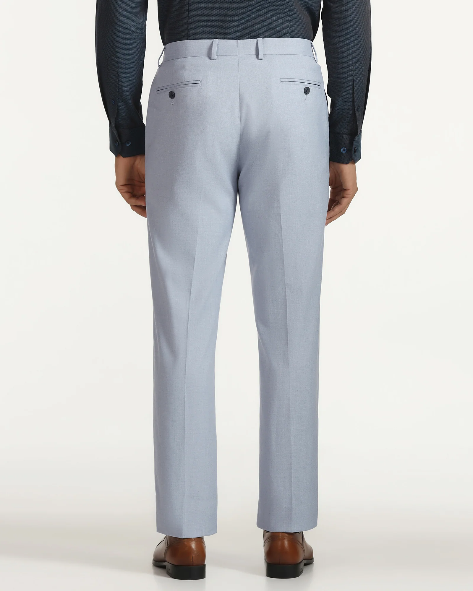 Straight B-90 Formal Light Blue Textured Trouser - musk - Image 2