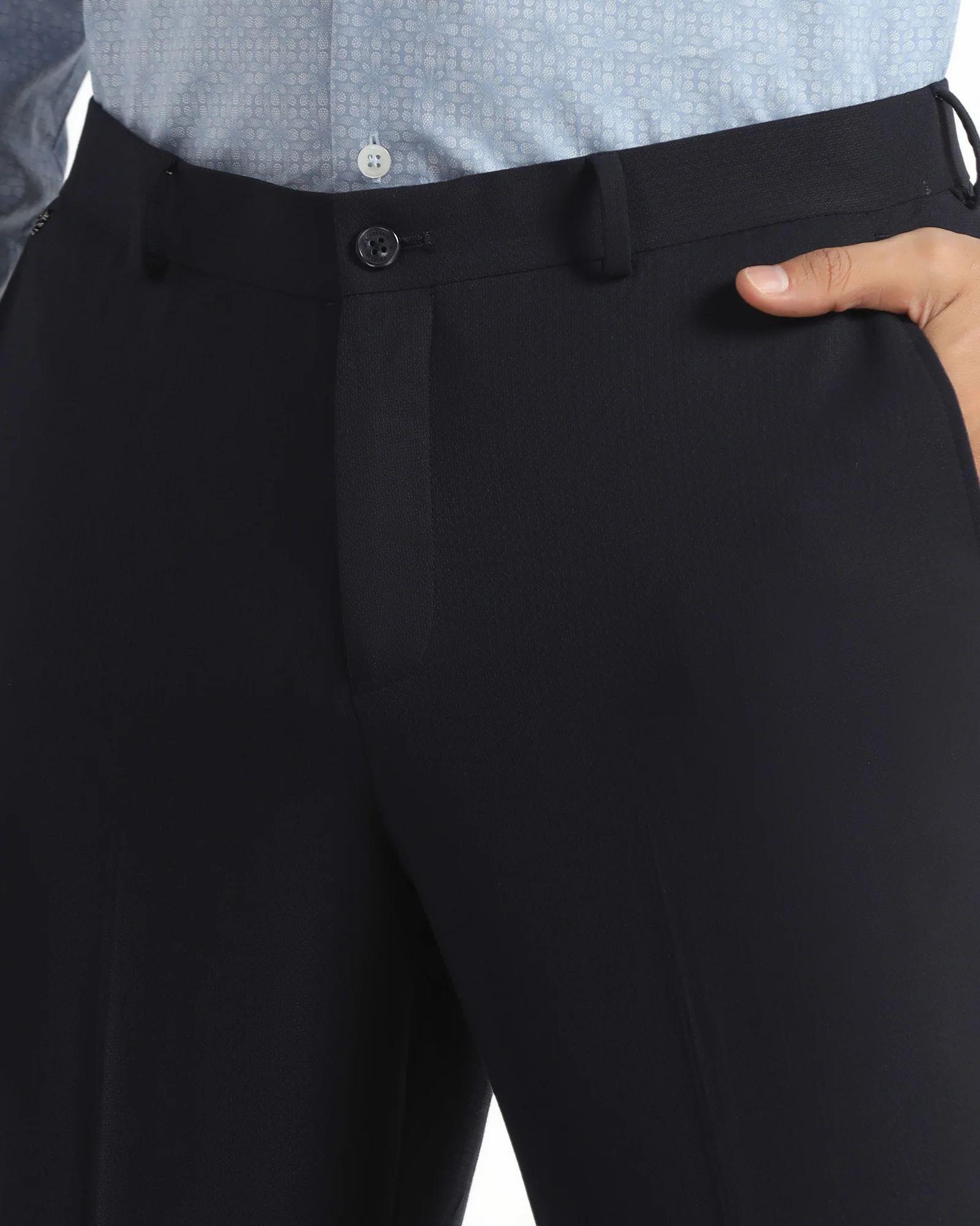 Straight B-90 Formal Navy Textured Trouser - Saint - Image 4
