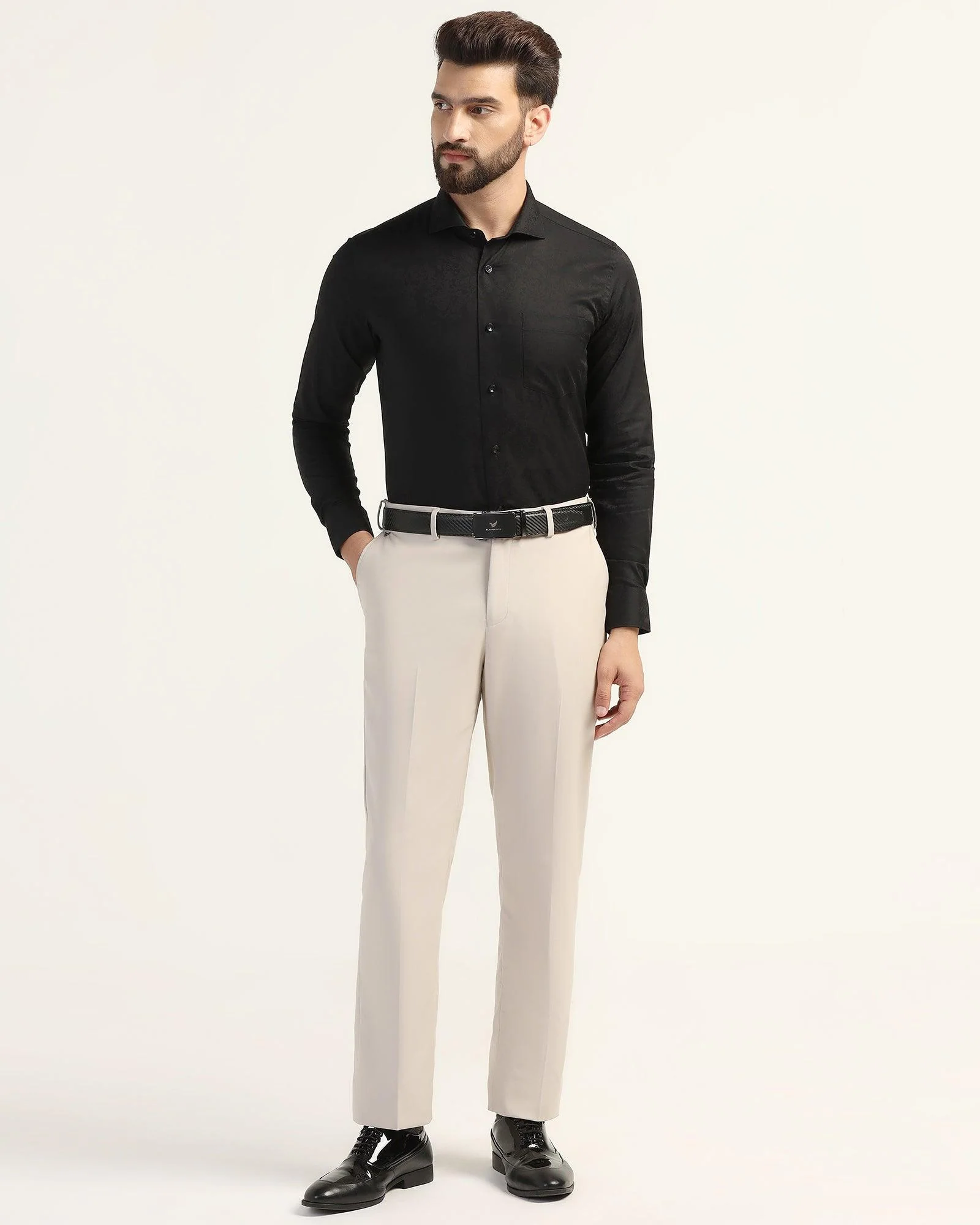 Straight B-90 Formal Beige Textured Trouser - Mazda - Image 8