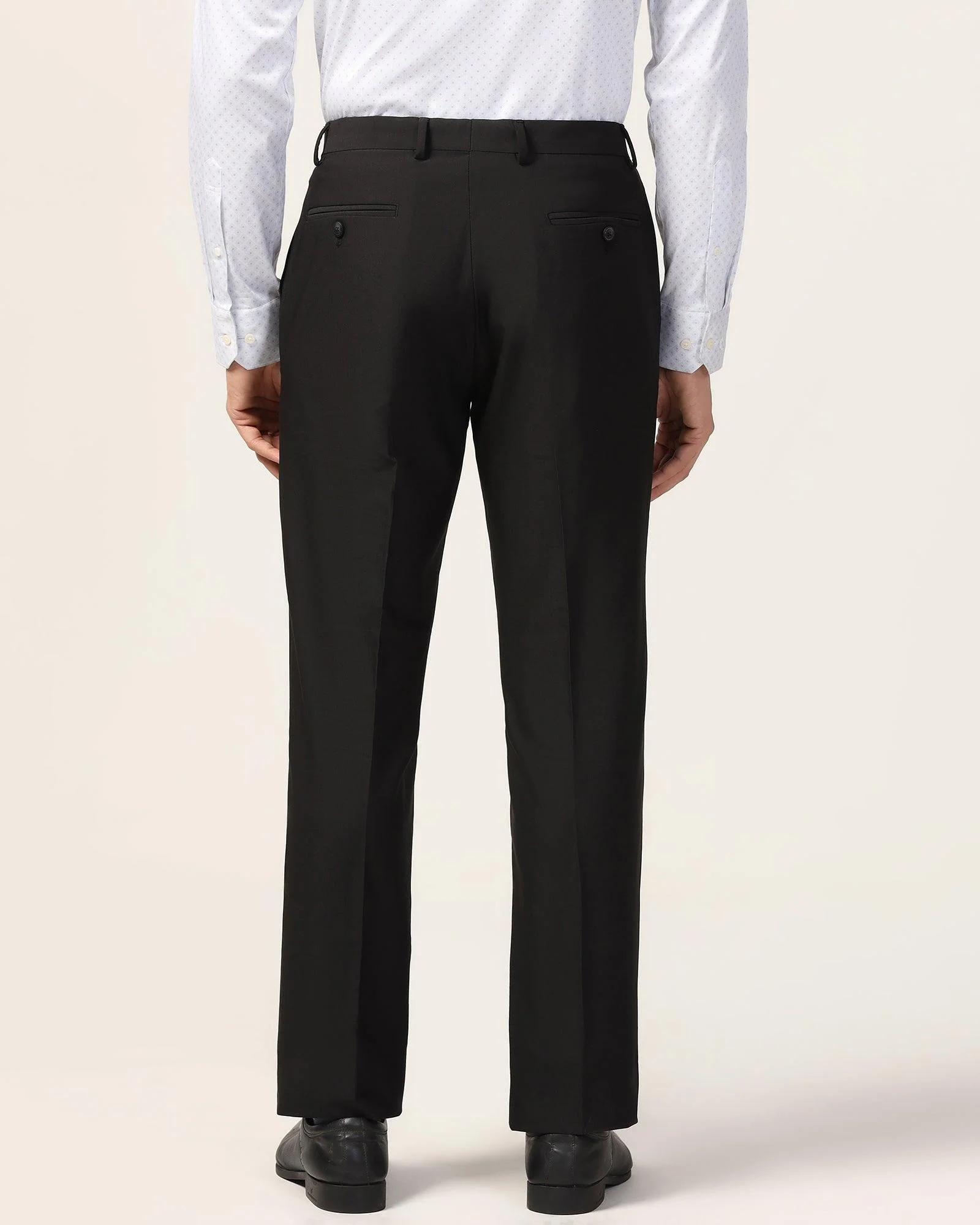 Straight B-90 Formal Black Solid Trouser - Black - Image 2