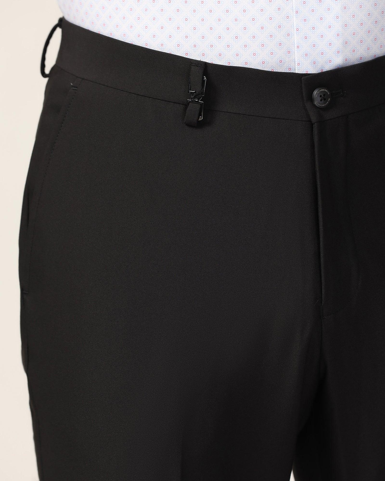 Straight B-90 Formal Black Solid Trouser - Black - Image 4