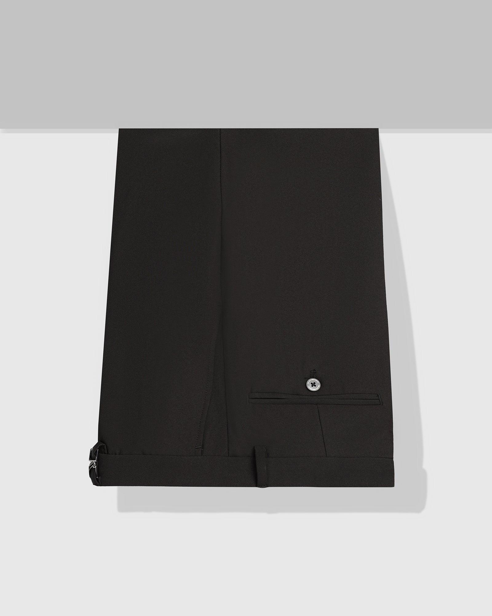 Straight B-90 Formal Black Solid Trouser - Black - Image 5