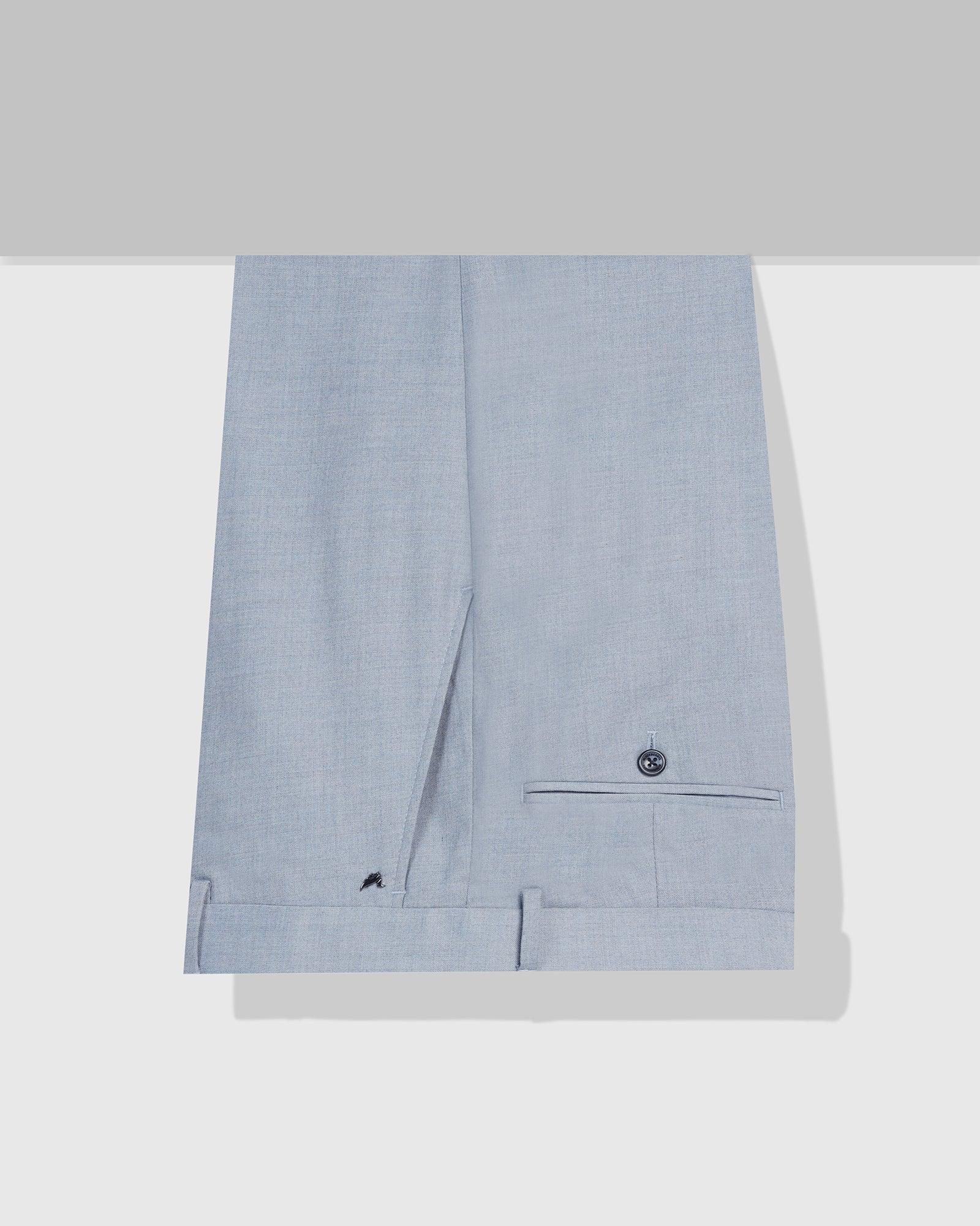 Straight B-90 Formal Light Blue Melange Solid Trouser - Eldorado - Image 5