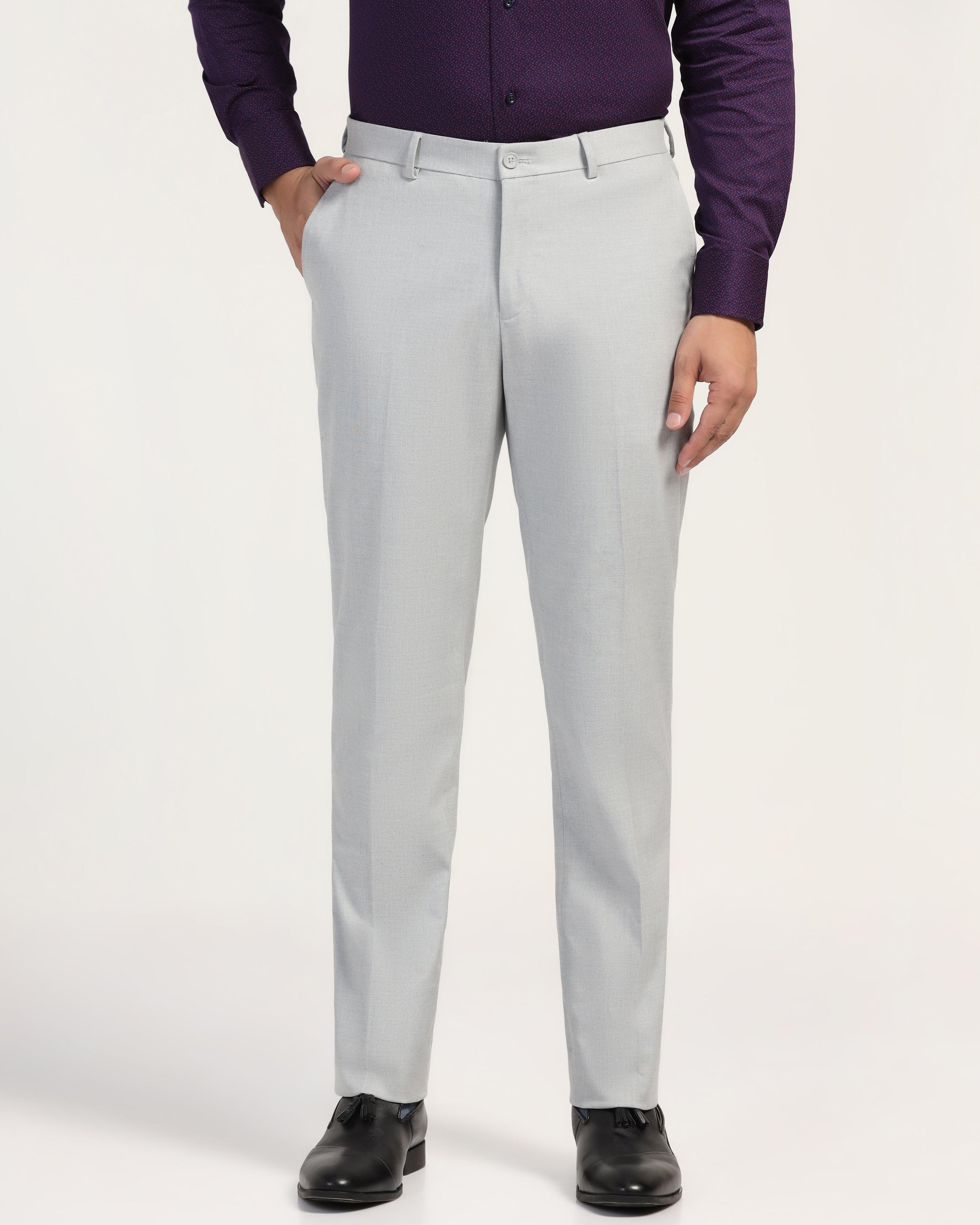 Straight B-90 Formal Light Grey Solid Trouser - Hurricane - Image 3