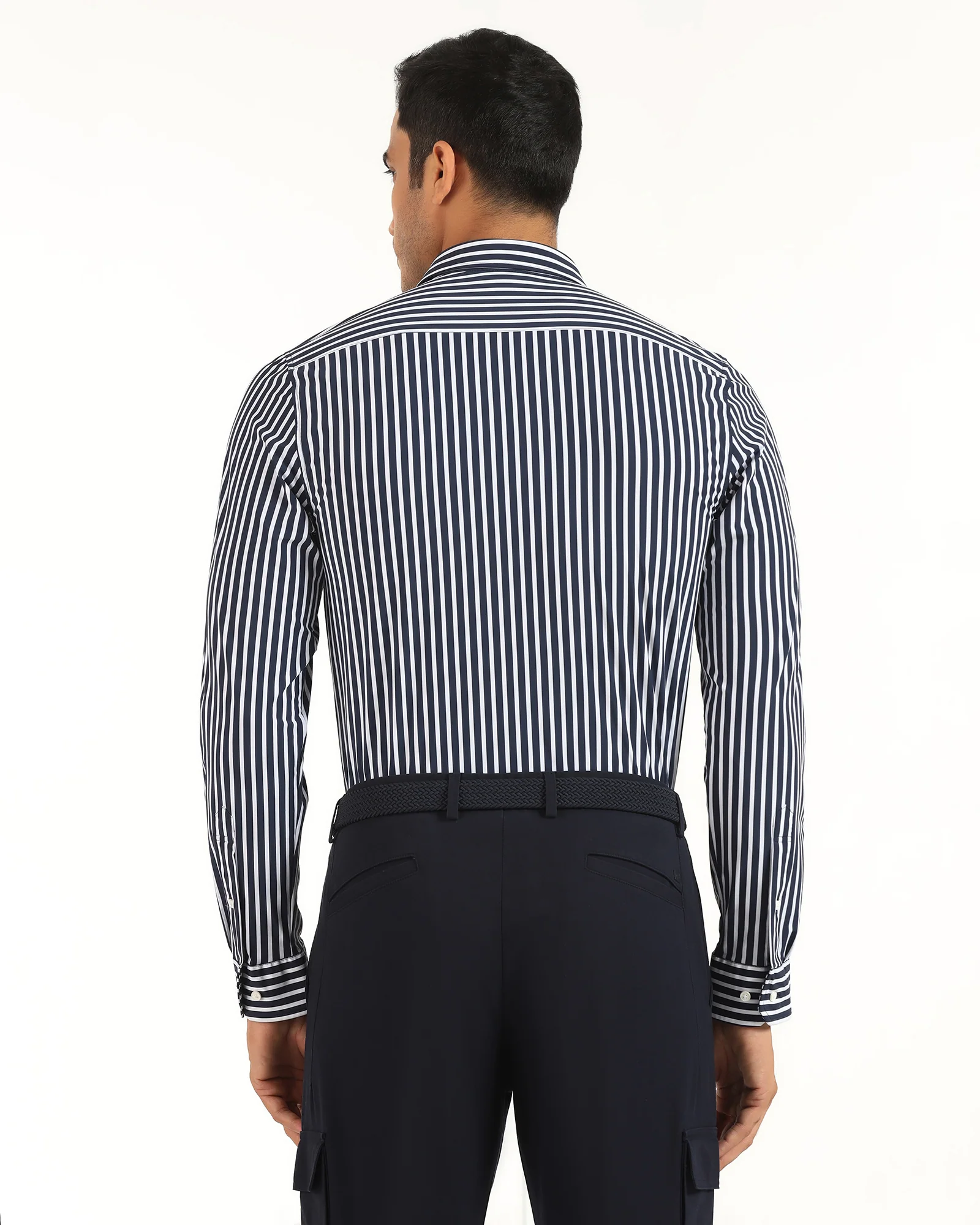 TechPro Formal Navy Stripe Shirt - Frost - Image 2