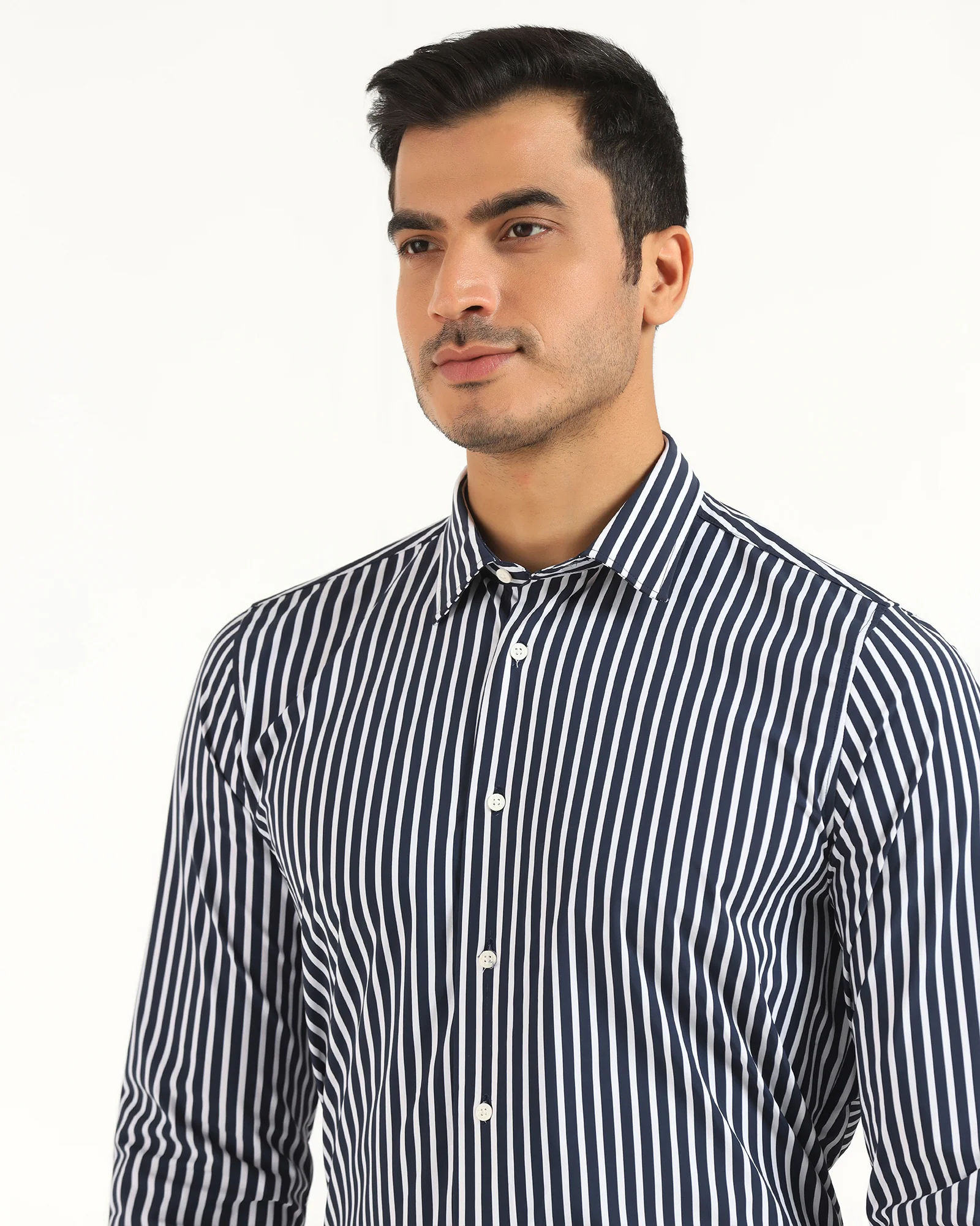 TechPro Formal Navy Stripe Shirt - Frost - Image 4