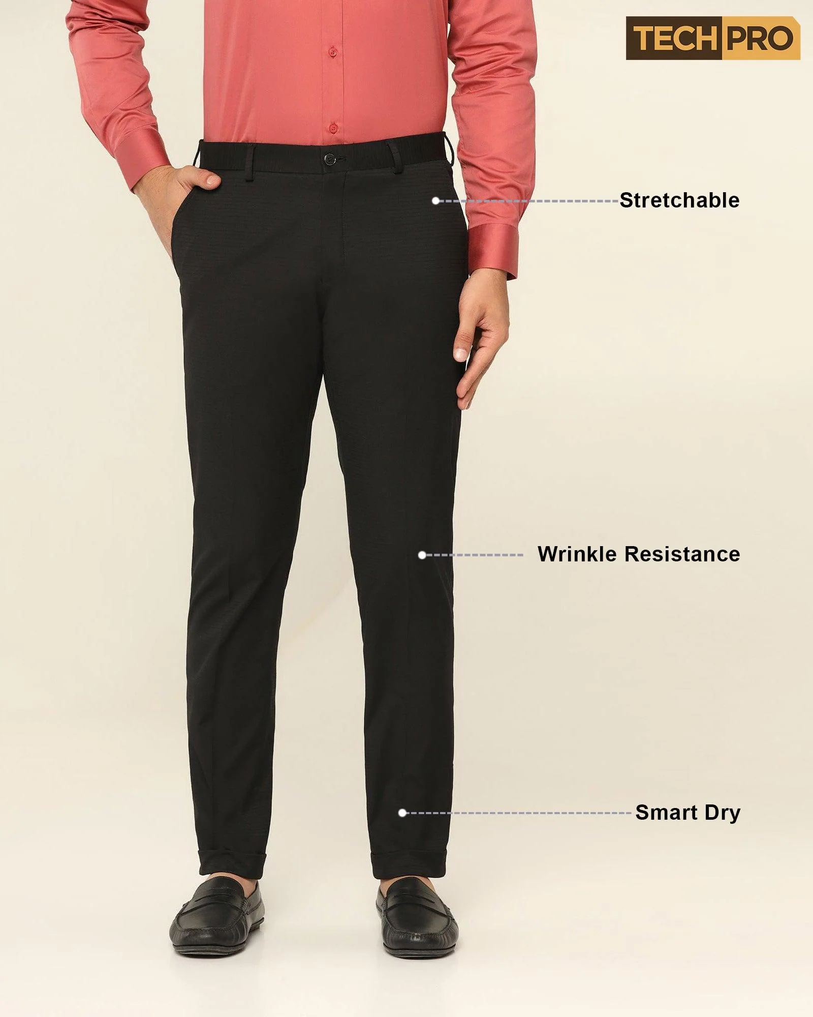 TechPro Super Slim Phoenix Formal Black Striped Trouser - Tofort - Image 8