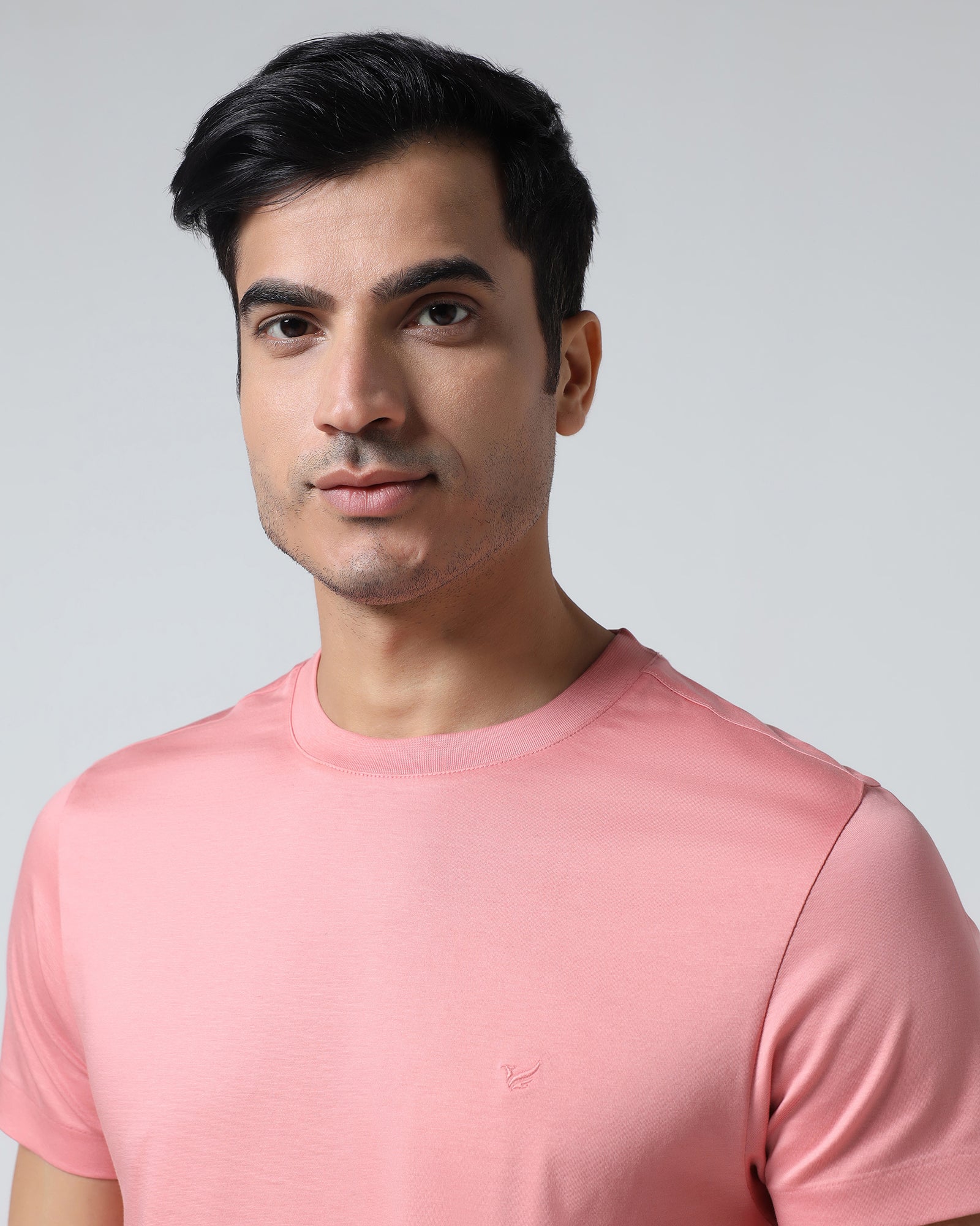 Summer Pink Crew Neck Solid T-Shirt - Peralta - Image 4