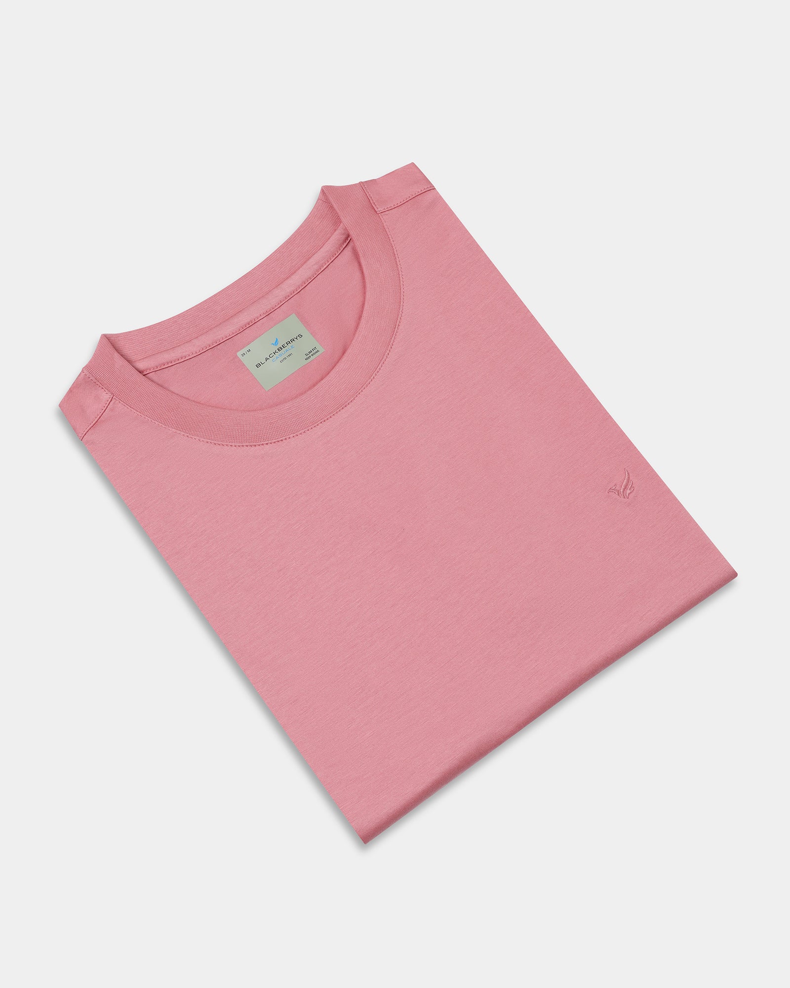 Summer Pink Crew Neck Solid T-Shirt - Peralta - Image 5