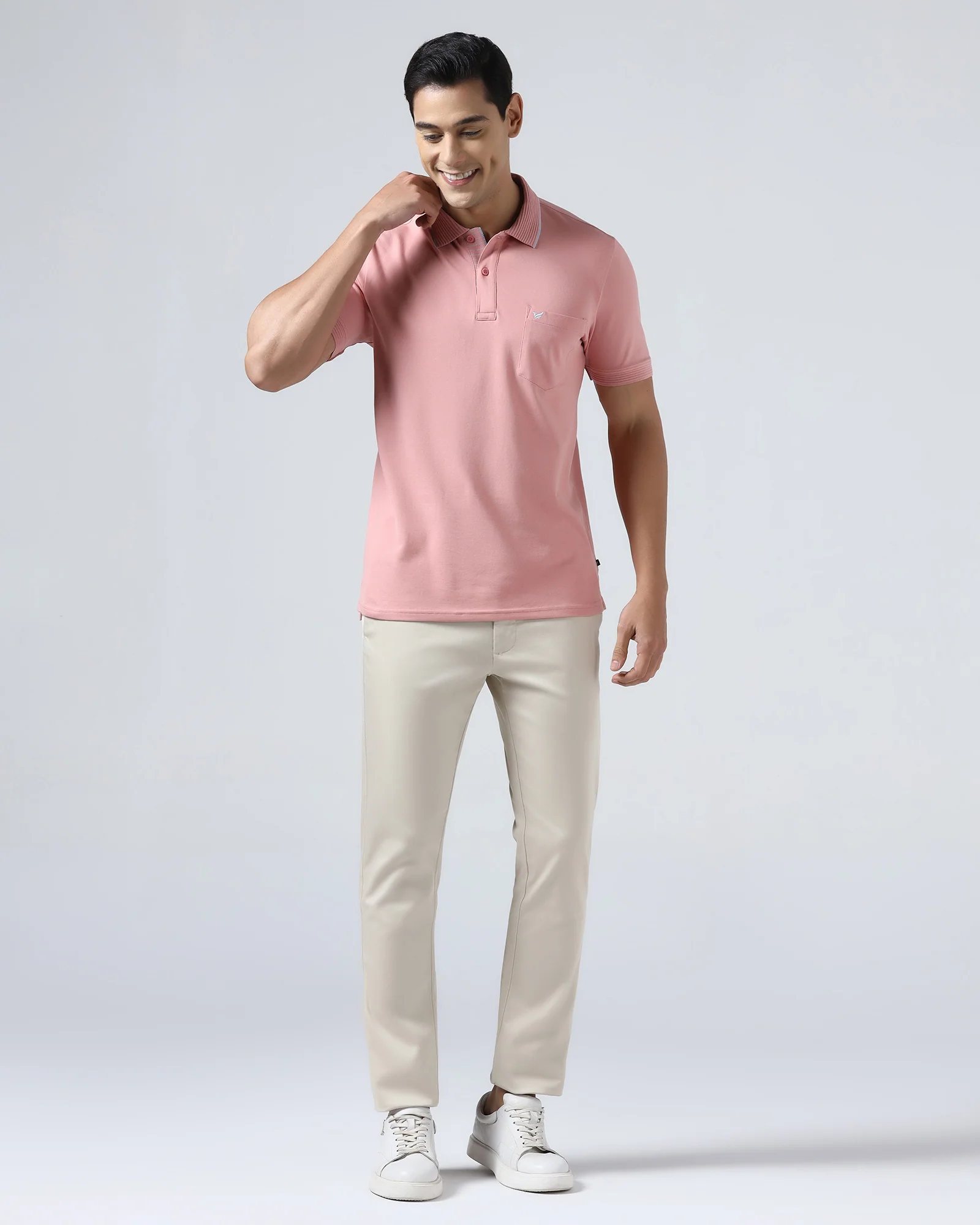 Summer Pink Solid Polo - Aesun - Image 3