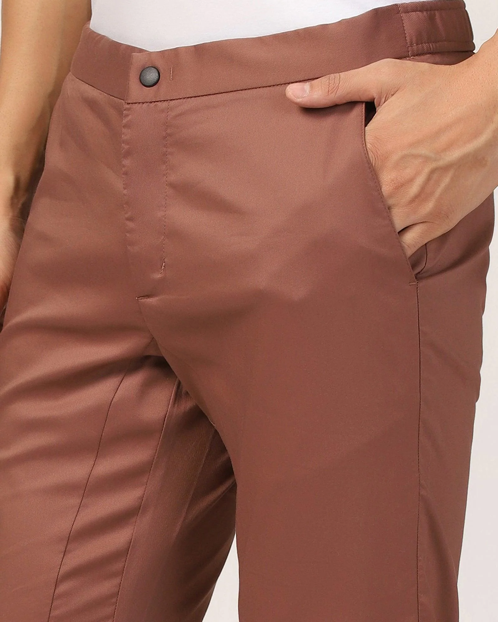 Super Slim Phoenix Casual Rust Solid Khakis - Jog - Image 4