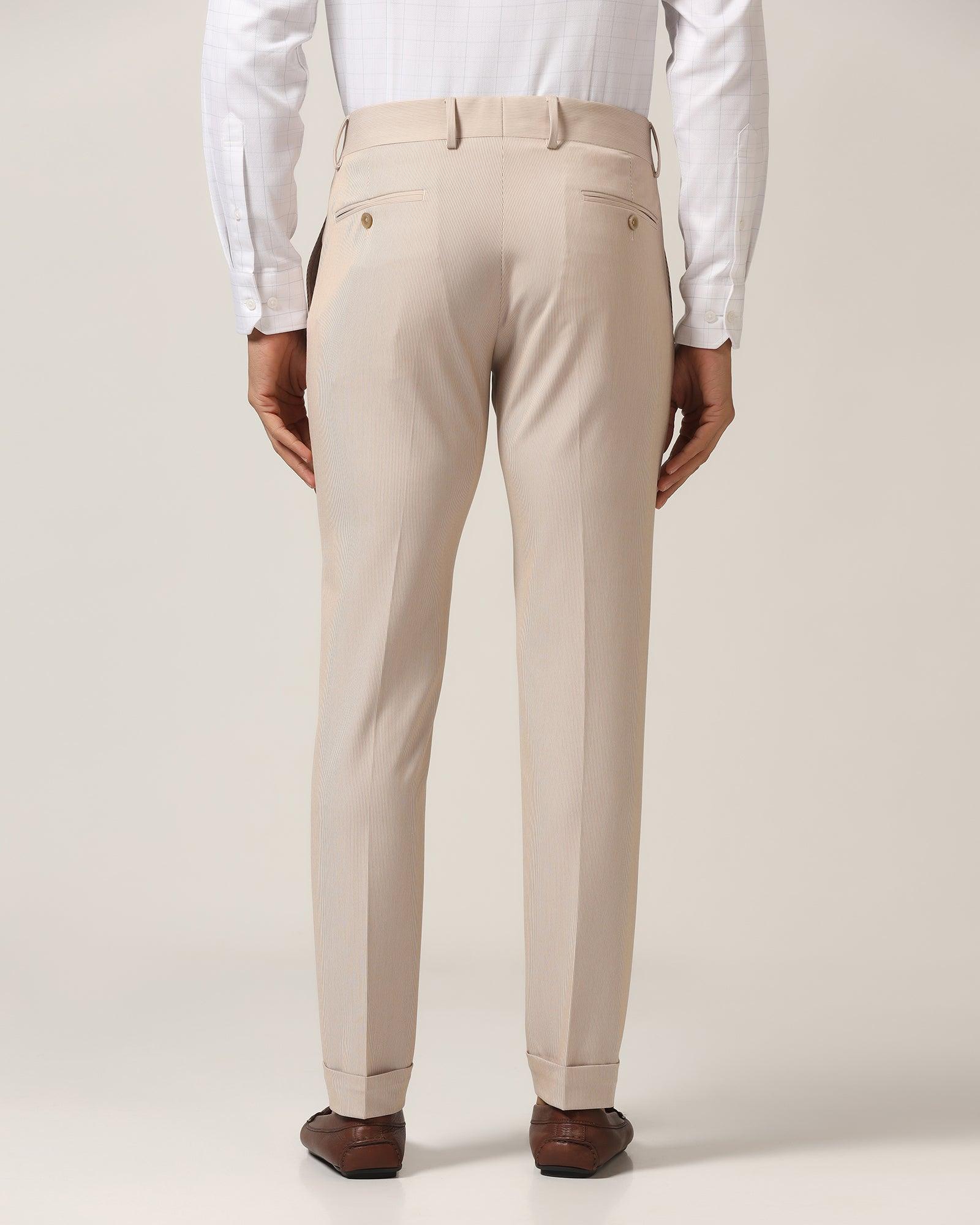 Super Slim Phoenix Formal Beige Stripe Trouser - Ninja - Image 2