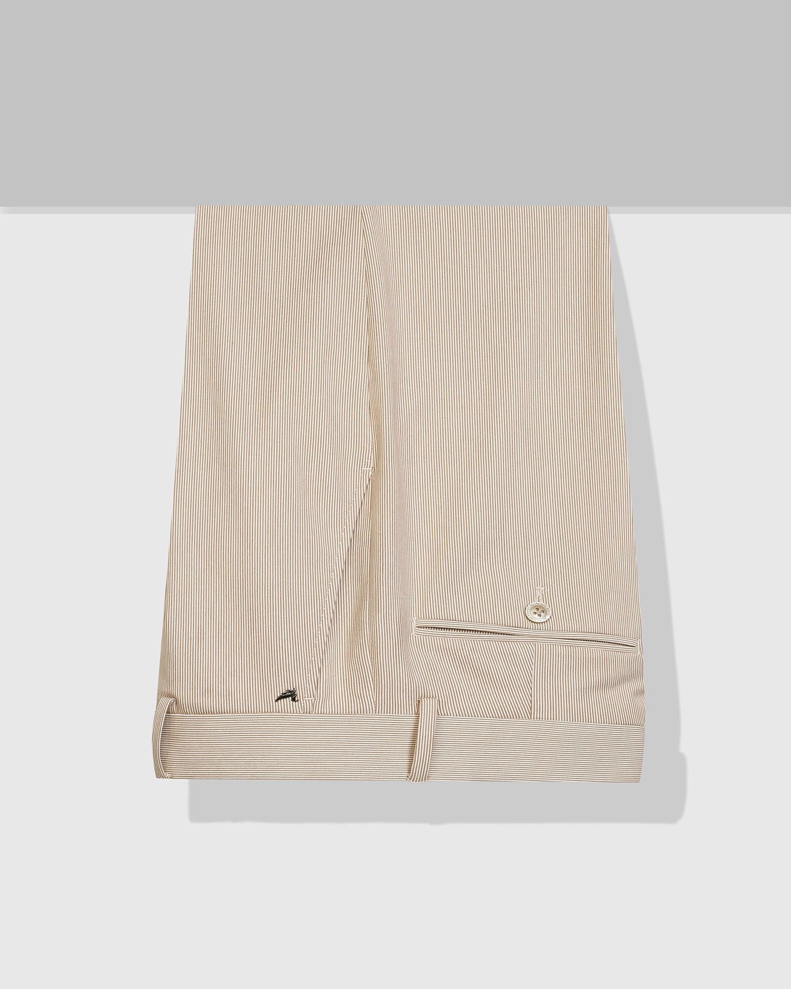 Super Slim Phoenix Formal Beige Stripe Trouser - Ninja - Image 5