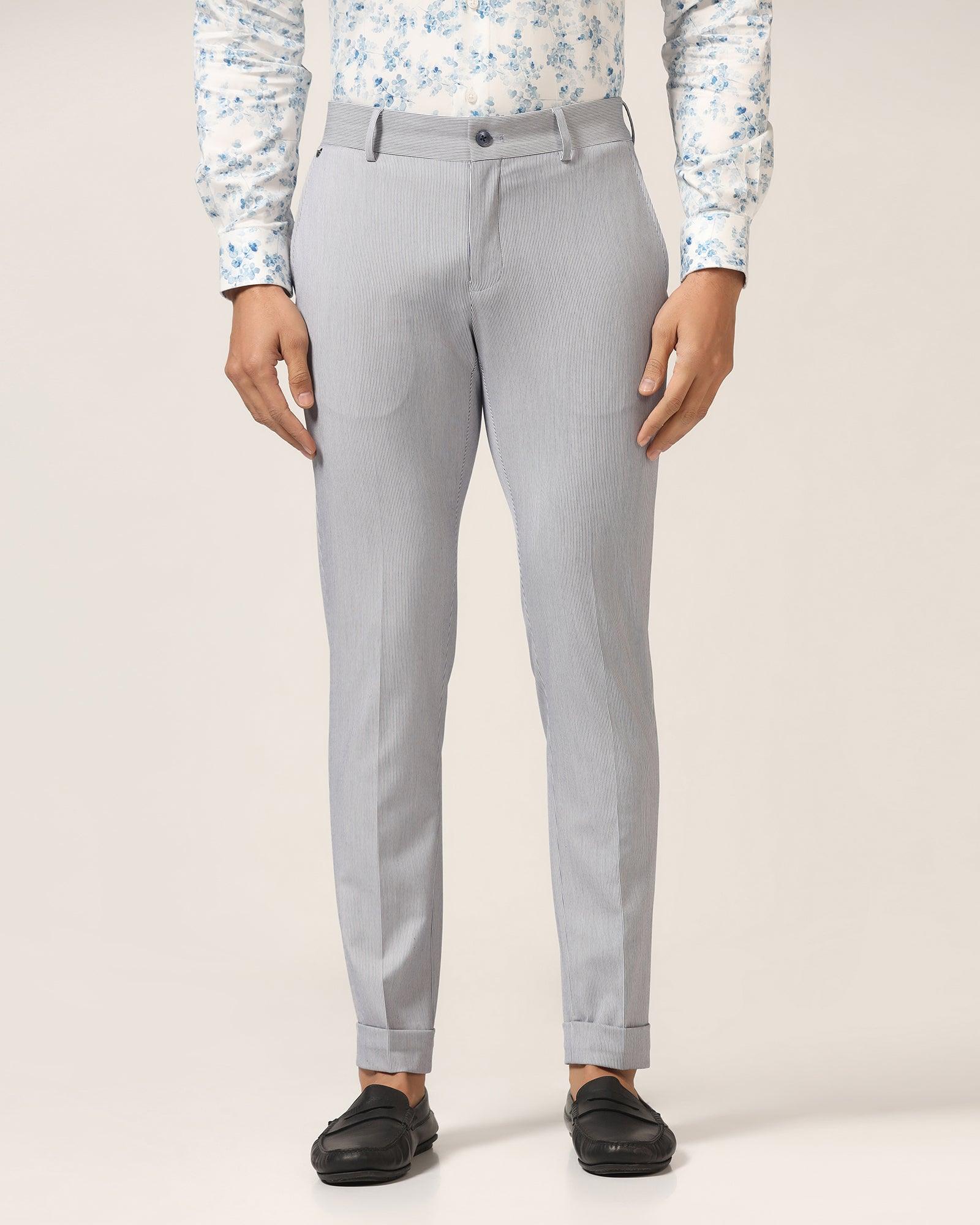 Super Slim Phoenix Formal Blue Stripe Trouser - Ninja - Image 3