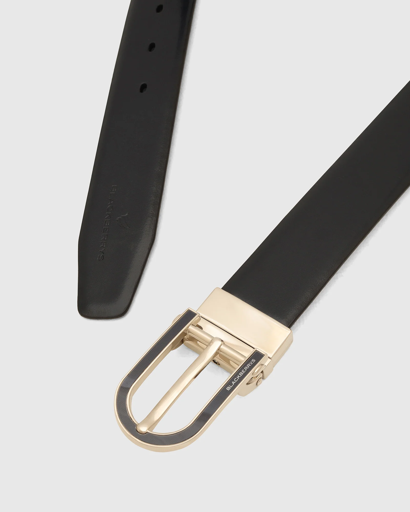 Leather Revesible Tan Navy Solid Belt - Wilton - Image 2