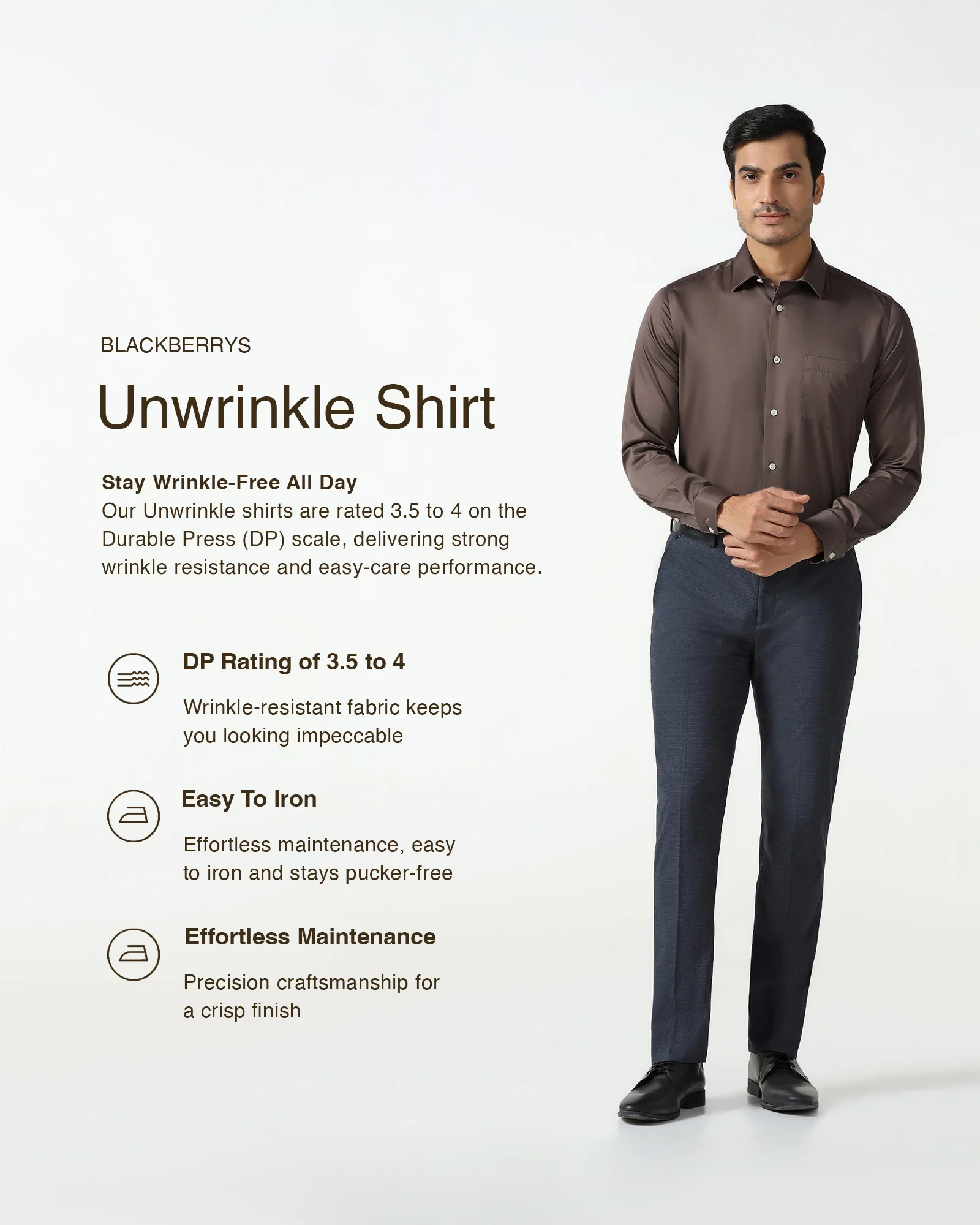 Tan Non Iron Solid Shirt - Sylvia - Image 3