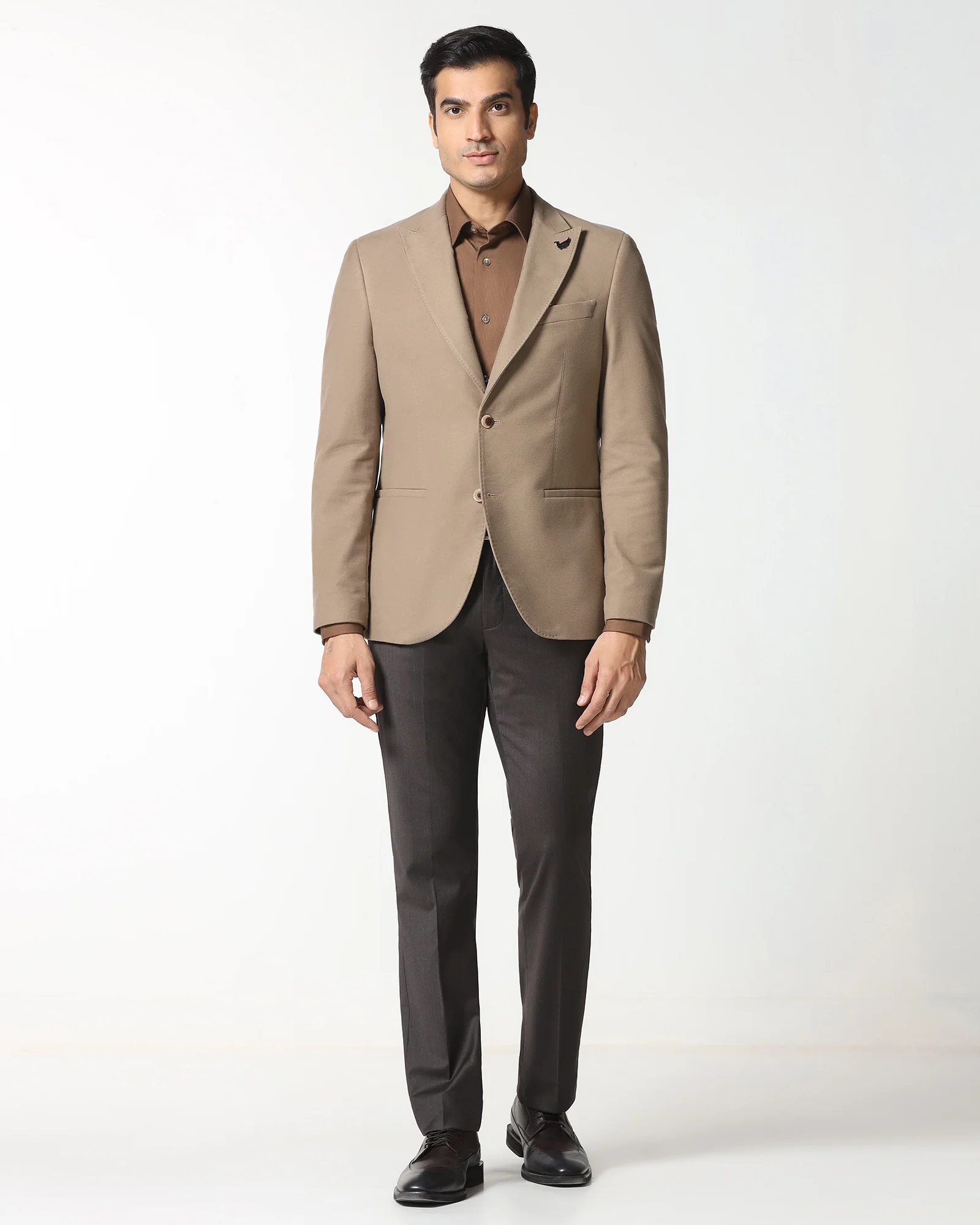Tan Solid Blazer - Napolean - Image 3