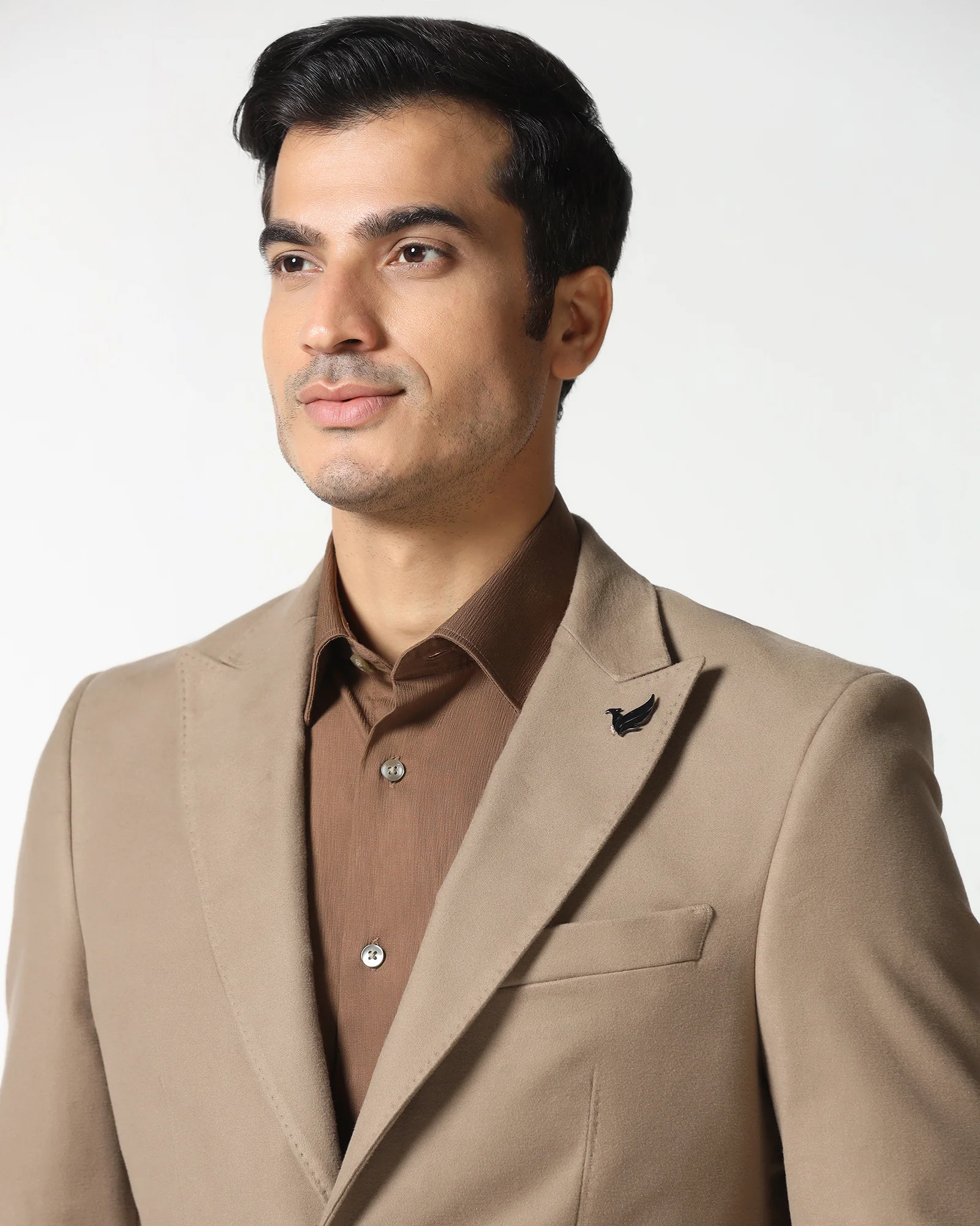 Tan Solid Blazer - Napolean - Image 4
