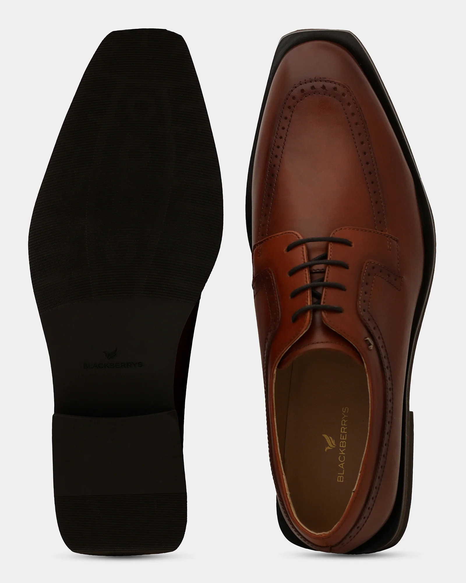 Tan Solid Derby Shoes - Winfordd - Image 2