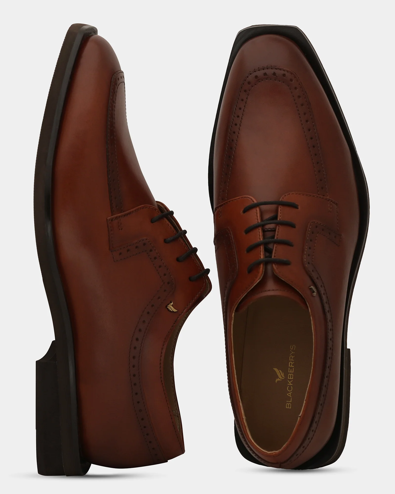 Tan Solid Derby Shoes - Winfordd - Image 3