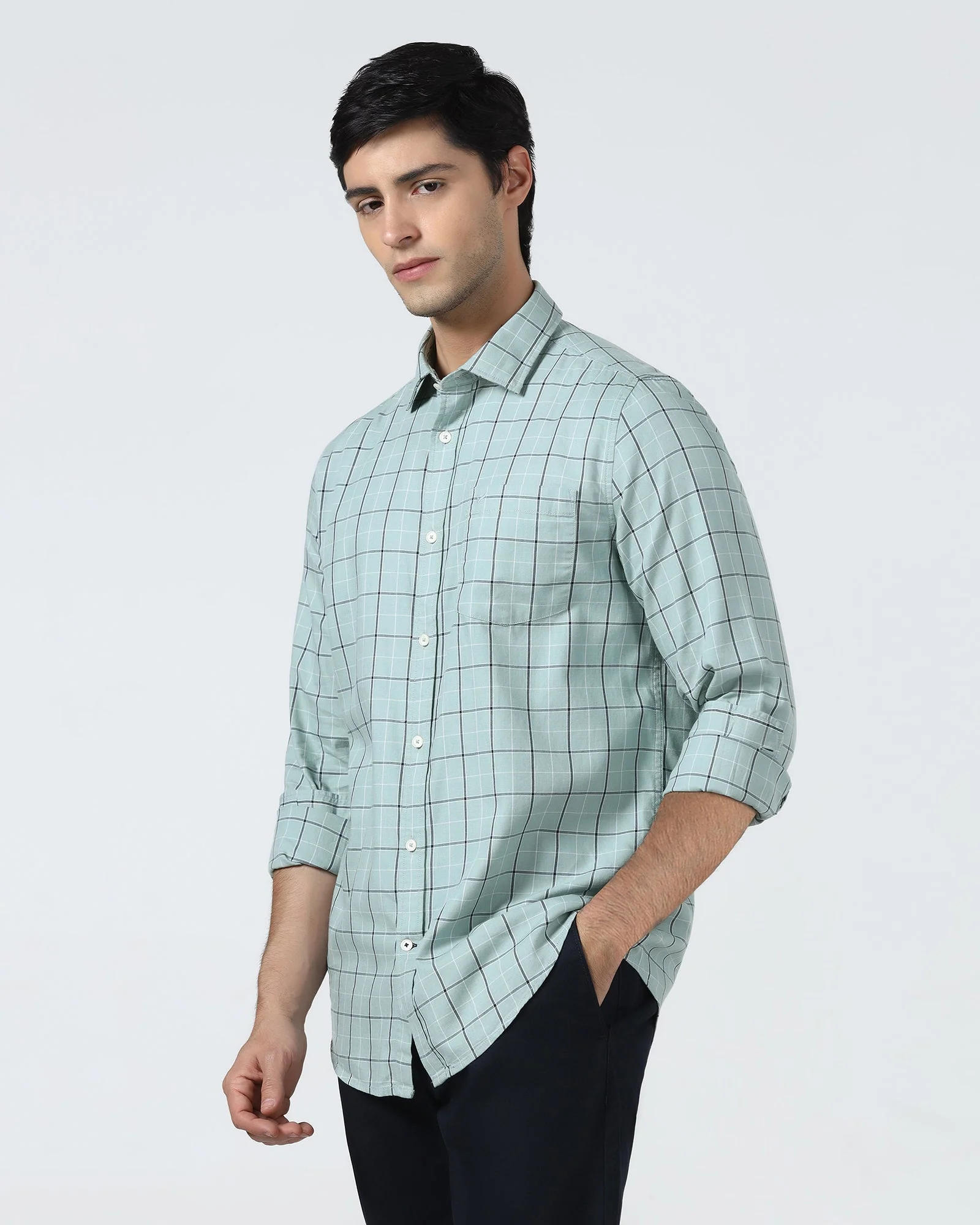 Teal Check Shirt - Havro - Image 8