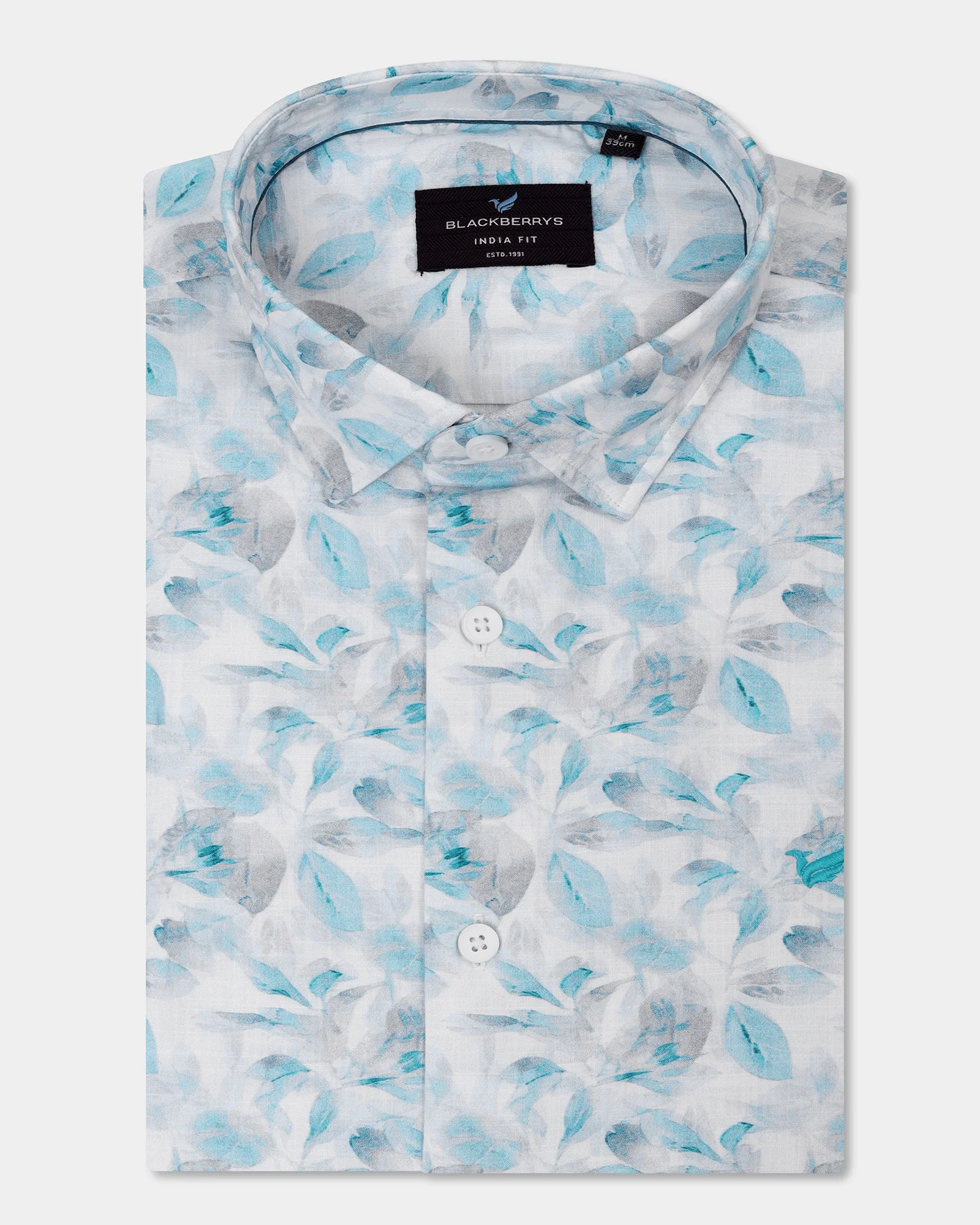Teal Green Half Sleeve Printed Shirt - Enric - Image 5