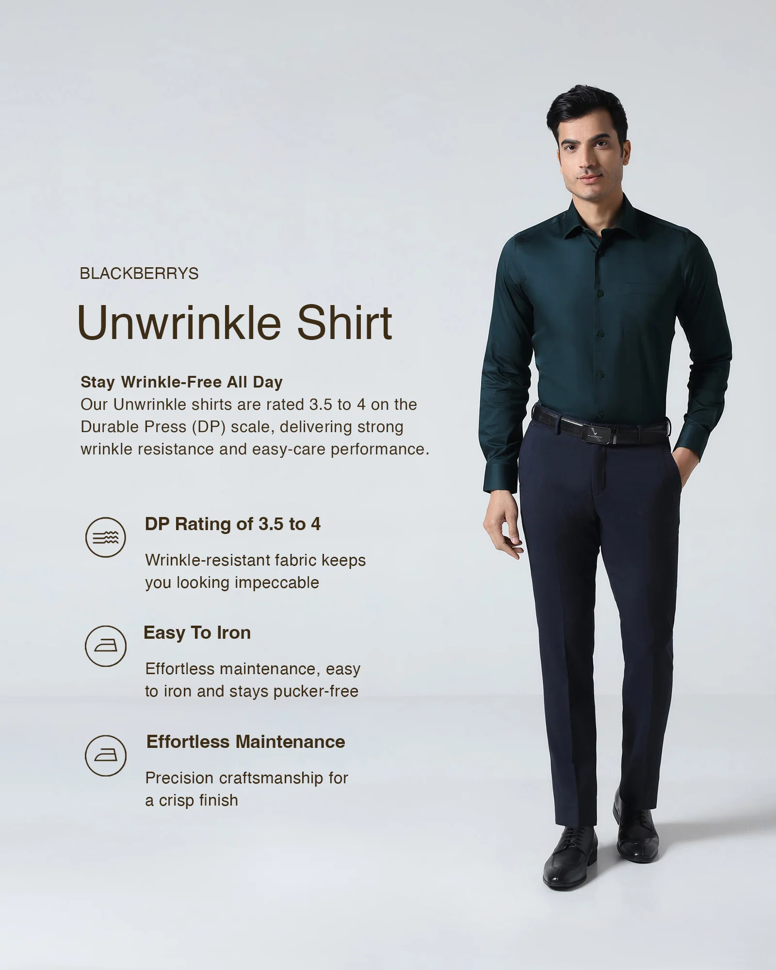 Teal Unwrinkle Solid Shirt - Sylvia - Image 3