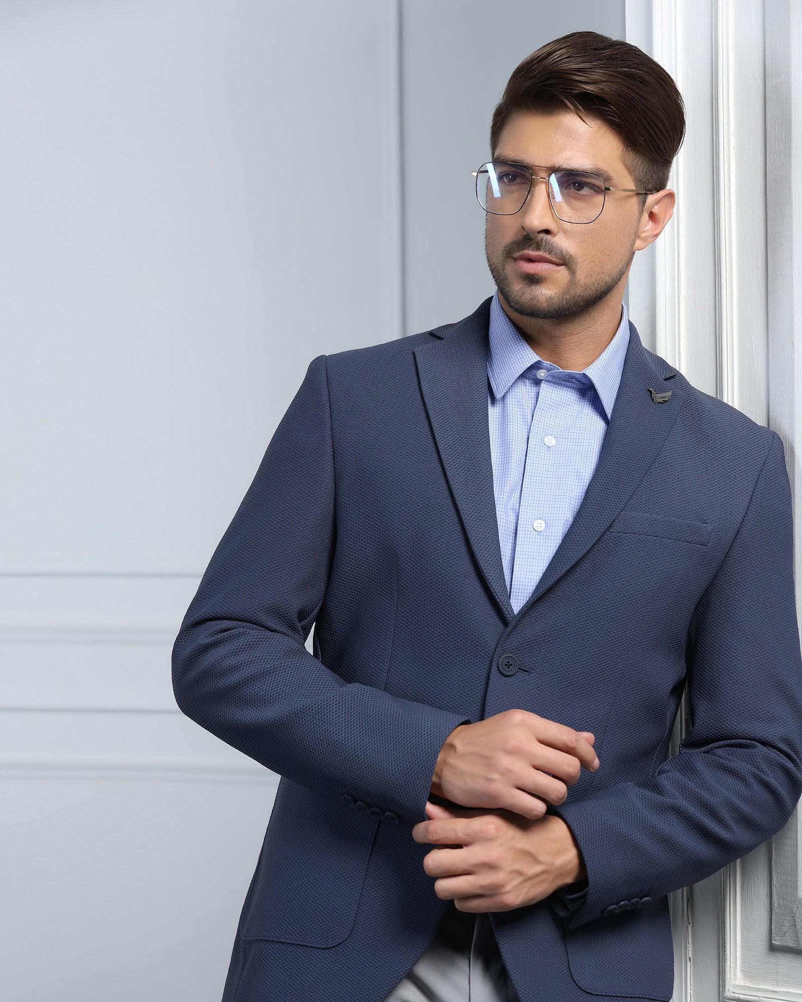 TechPro Formal Blue Textured Blazer - Renault - Image 4