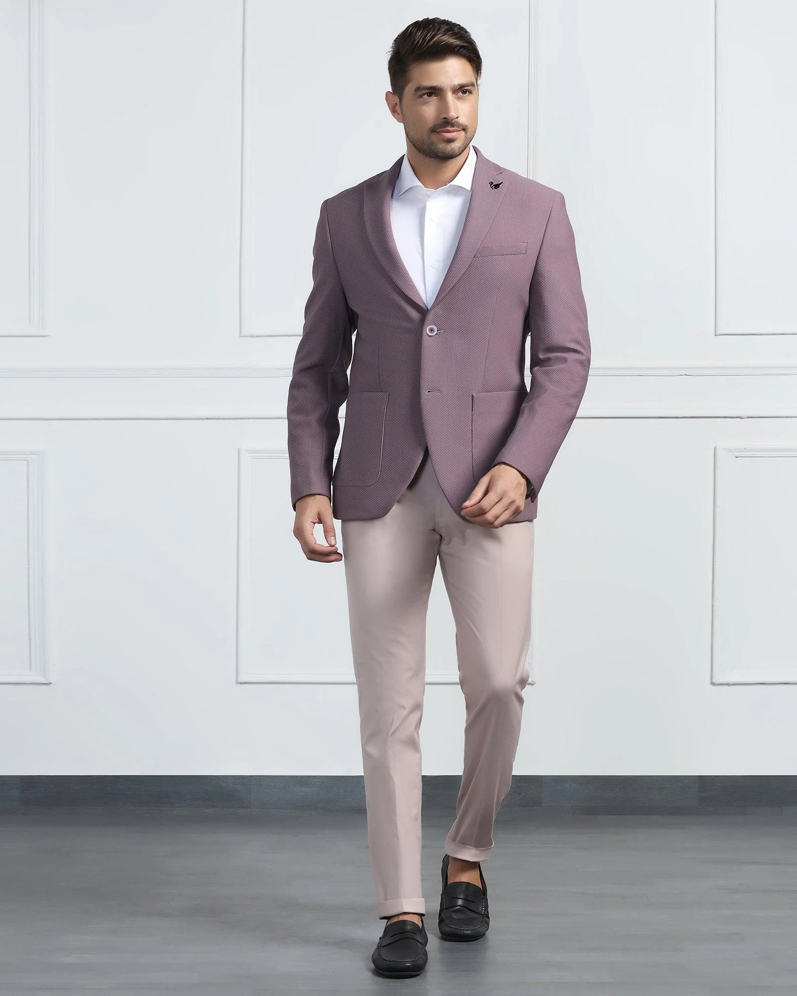 TechPro Formal Dusty Pink Textured Blazer - Renault - Image 3
