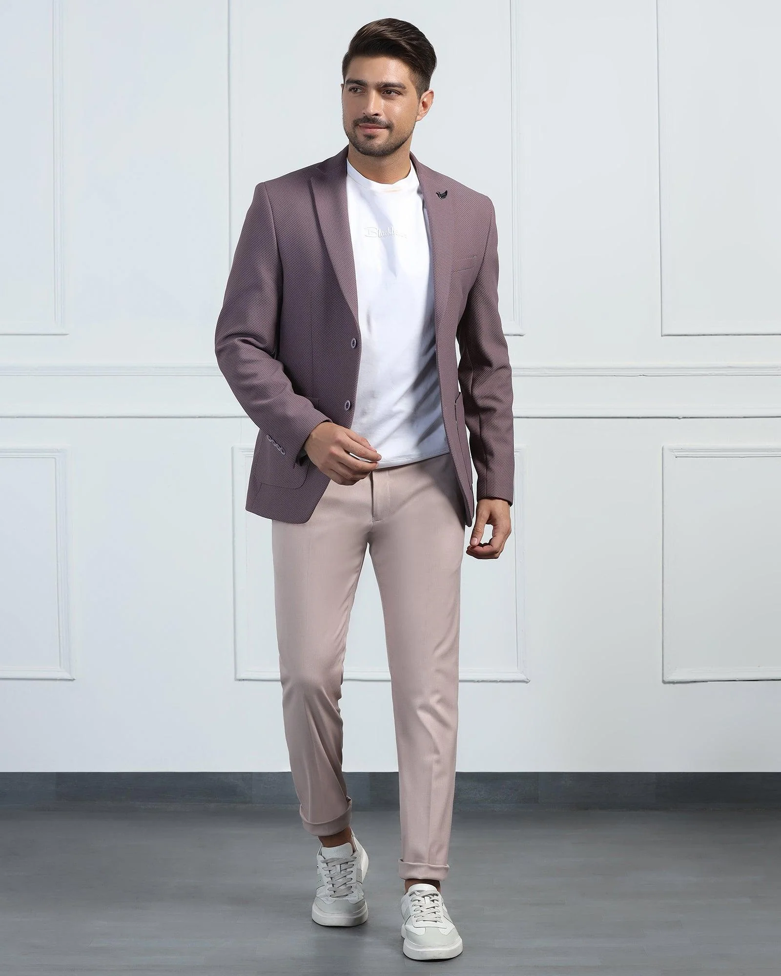 TechPro Formal Dusty Pink Textured Blazer - Renault - Image 7