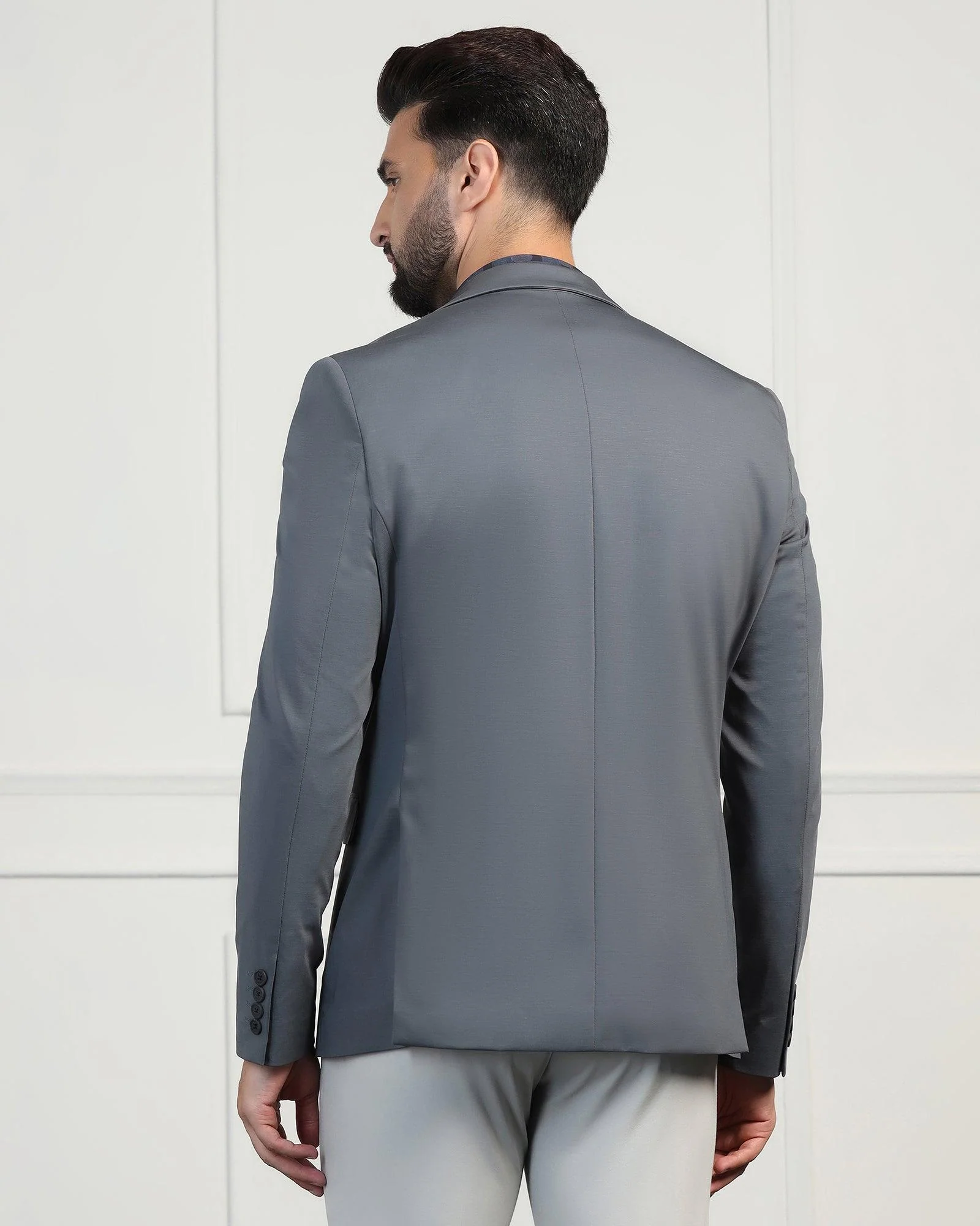 TechPro Formal Grey Solid Blazer - Mustang - Image 2