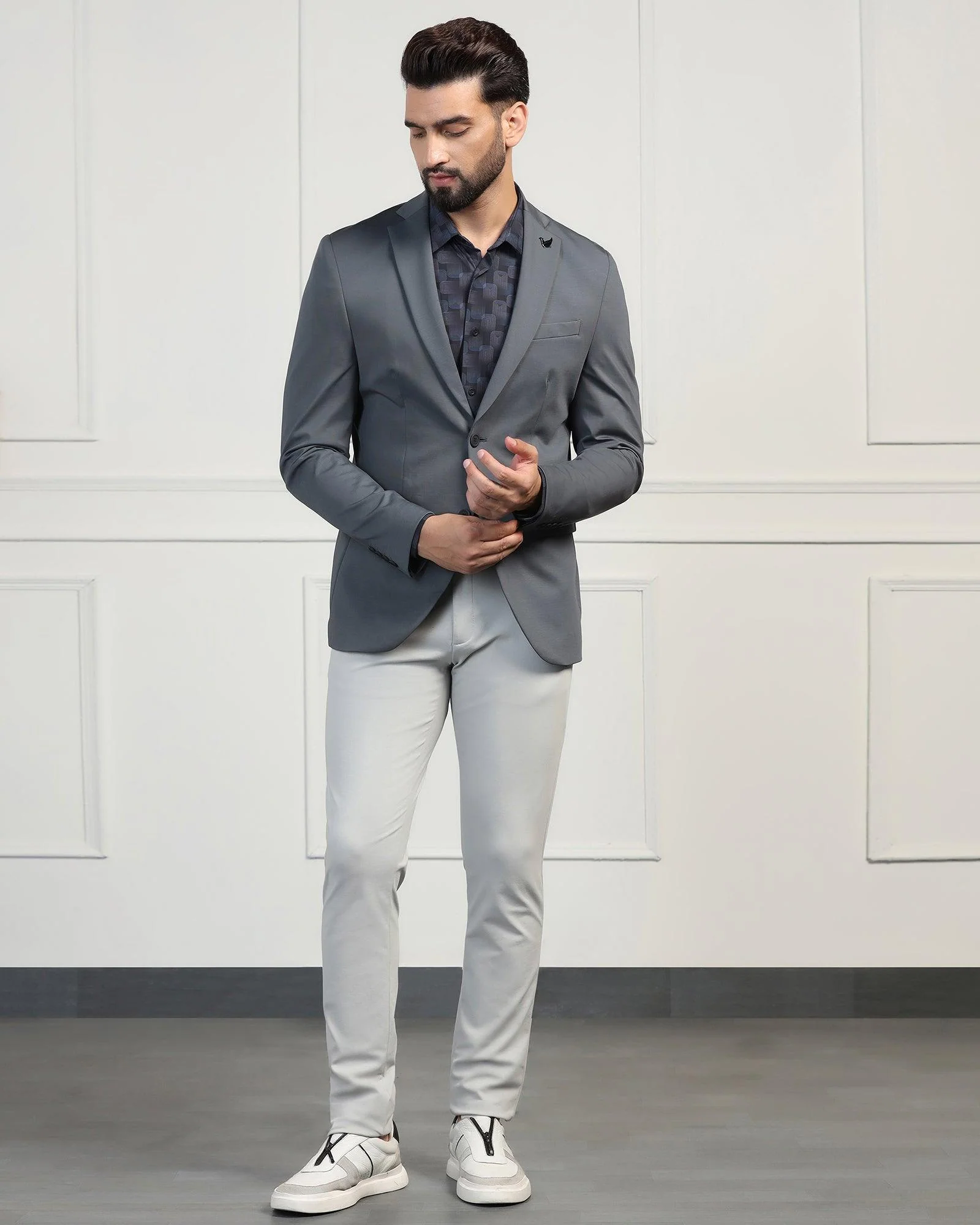 TechPro Formal Grey Solid Blazer - Mustang - Image 3