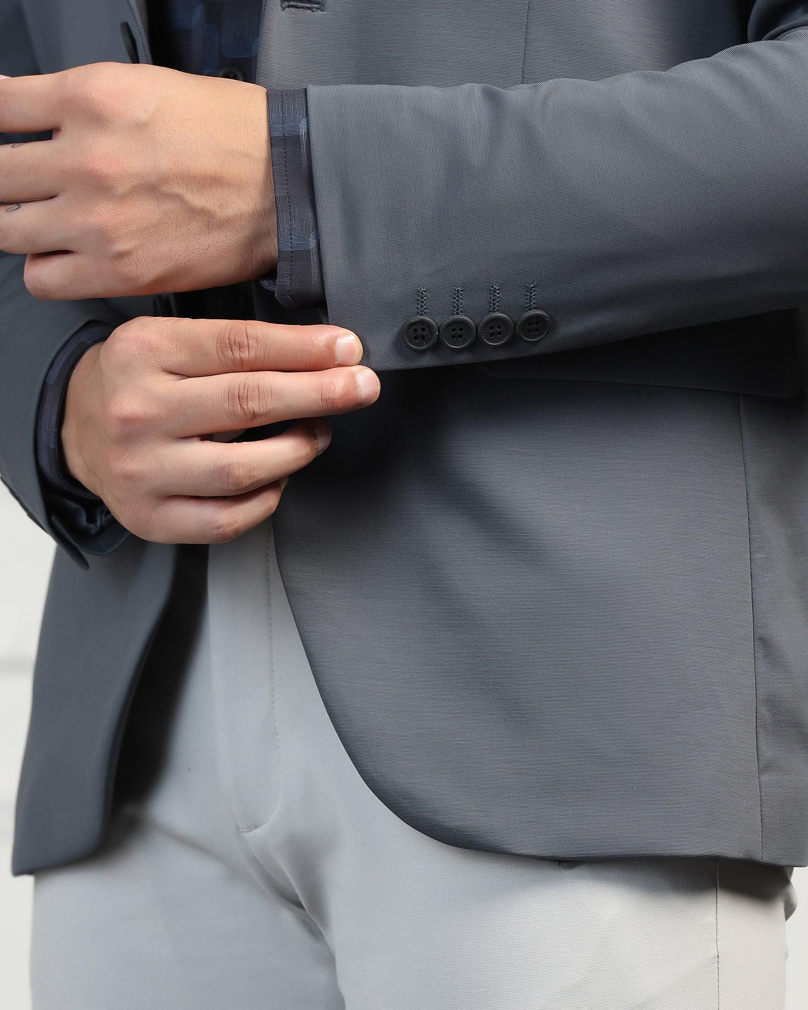 TechPro Formal Grey Solid Blazer - Mustang - Image 5